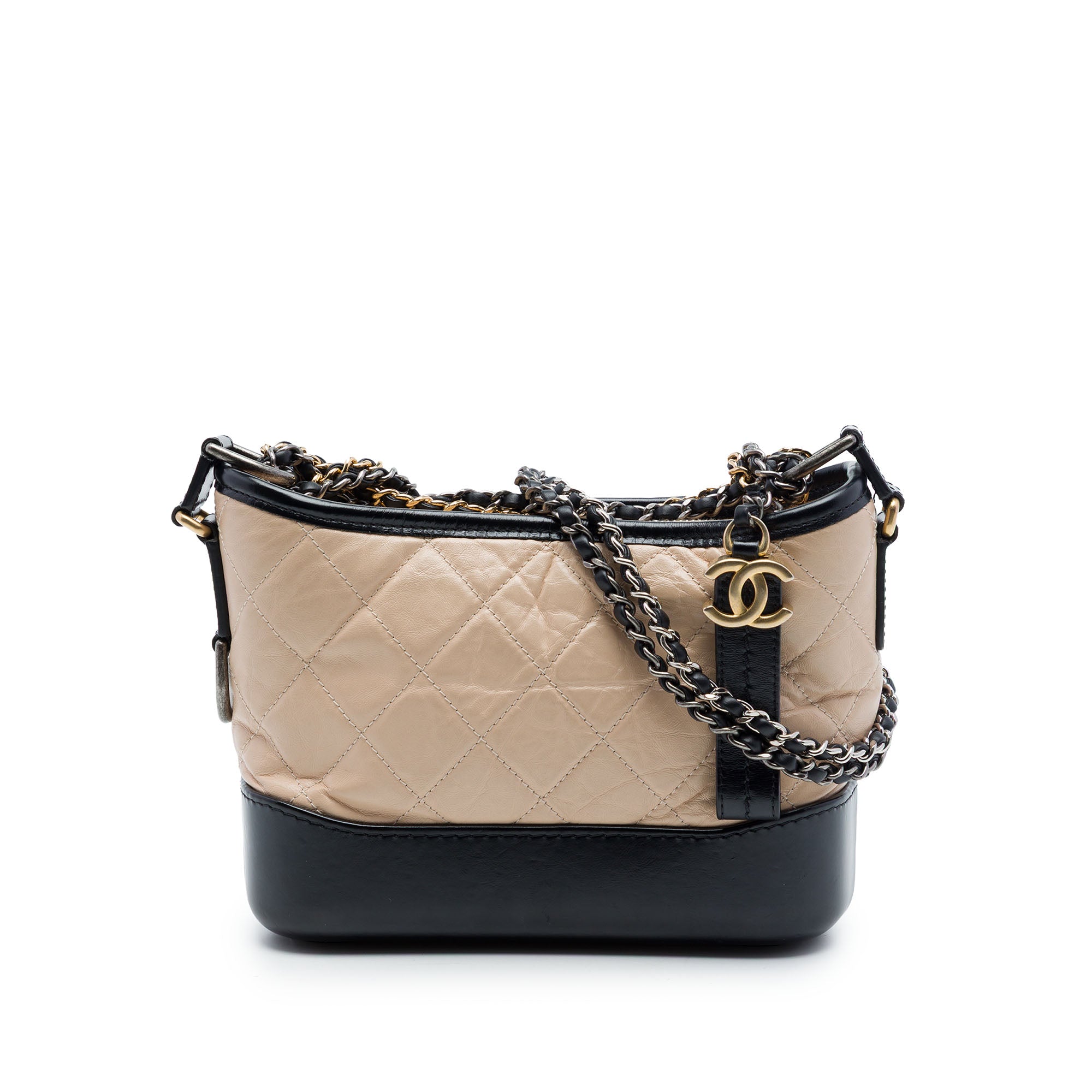 Chanel Small Bicolor Quilted Aged Calfskin Gabrielle Hobo - image 1