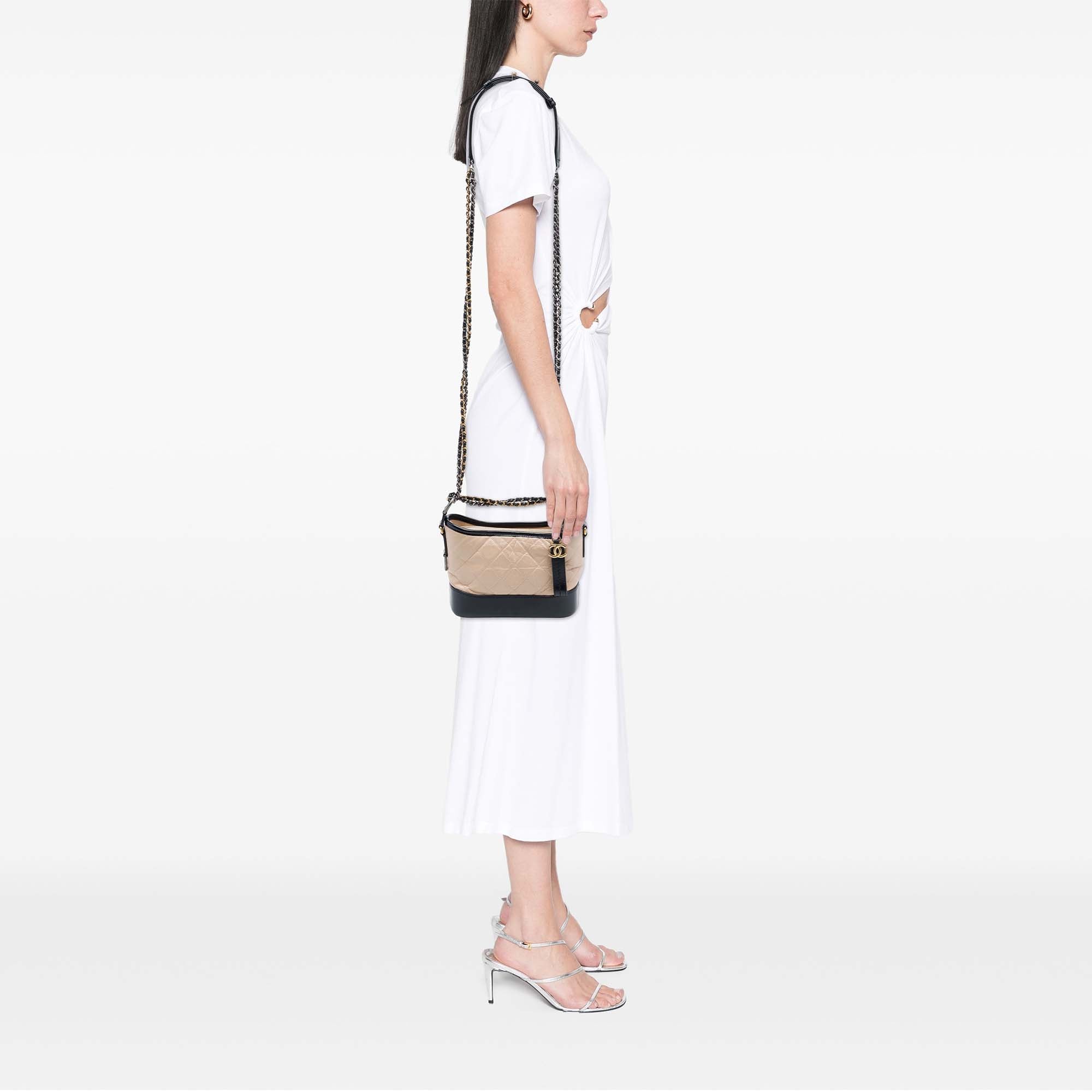 Chanel Small Bicolor Quilted Aged Calfskin Gabrielle Hobo - image 6