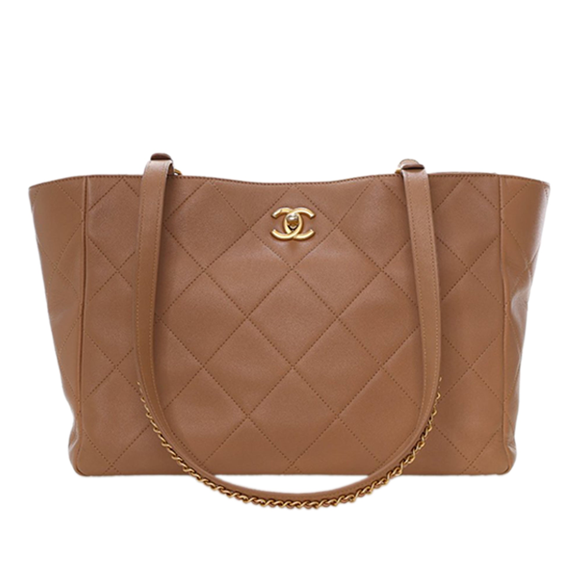 Chanel Quilted Calfskin Turnlock CC Chain Tote - image 1