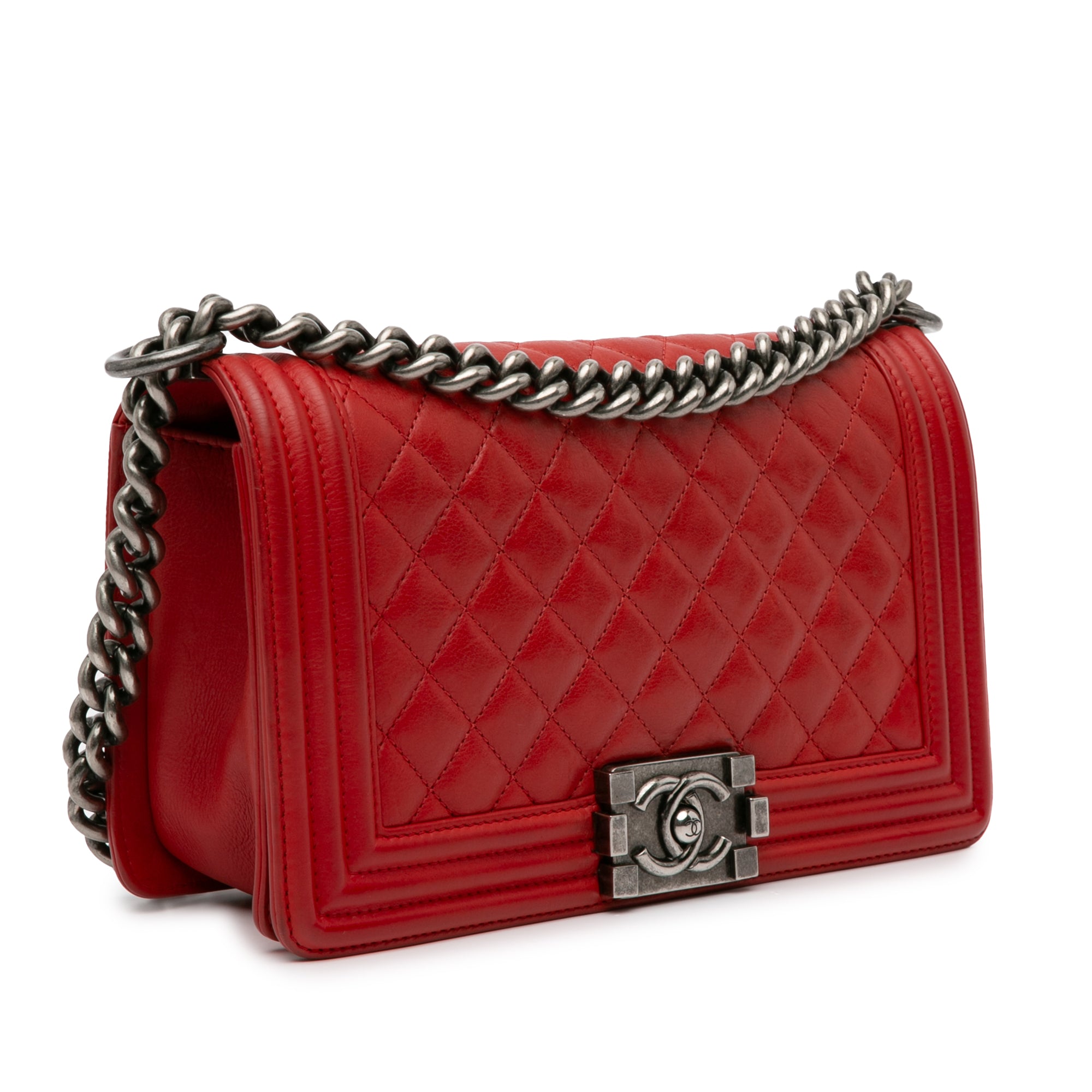 Chanel Old Medium Quilted Lambskin Boy Flap - image 2
