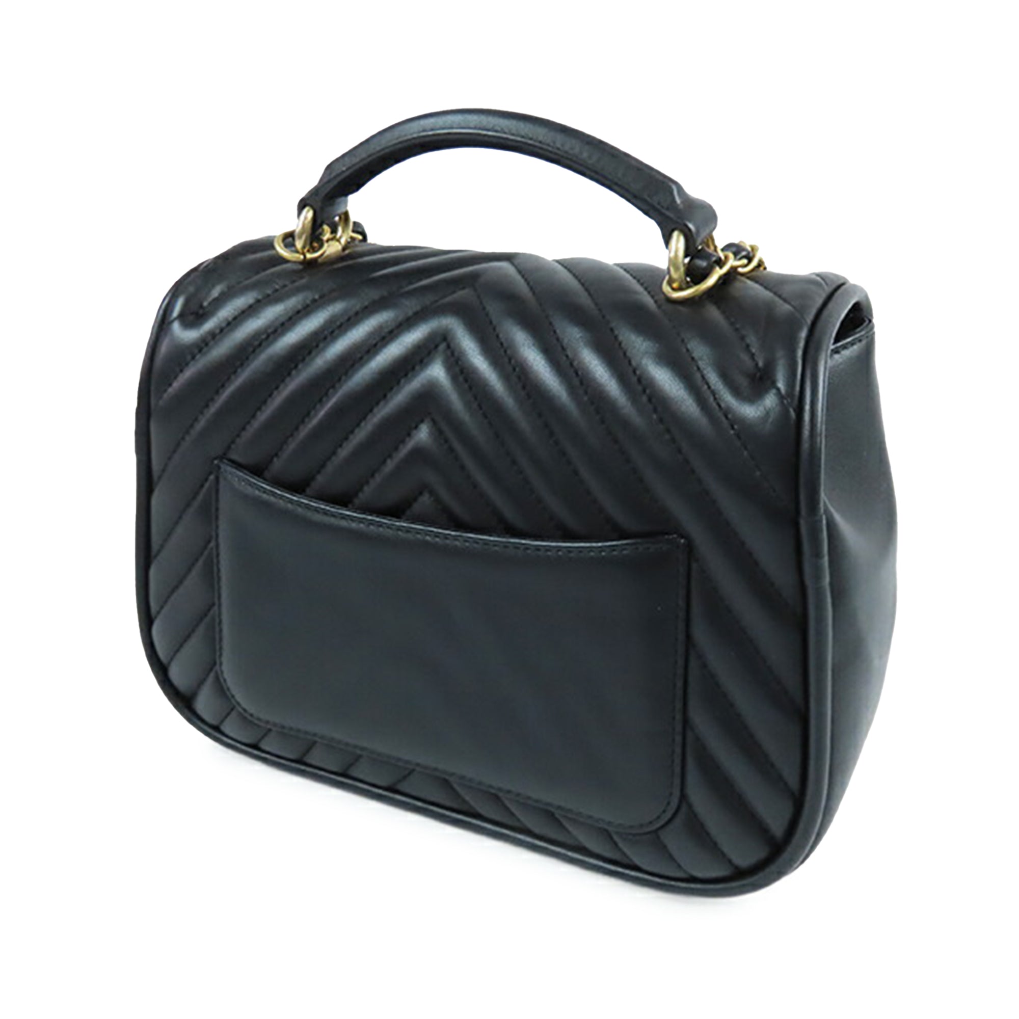 Chanel Medium CC Chevron Lambskin Chain Top Handle Flap - image 2