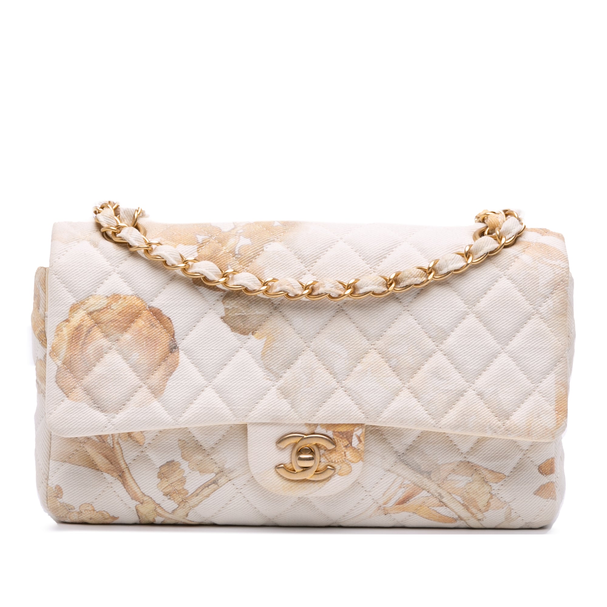 Chanel Medium Classic Printed Denim Floral Double Flap - image 1