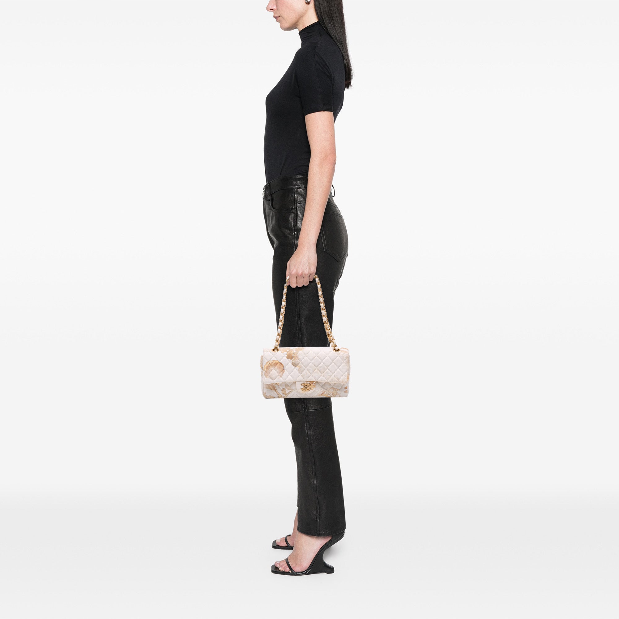 Chanel Medium Classic Printed Denim Floral Double Flap - image 13