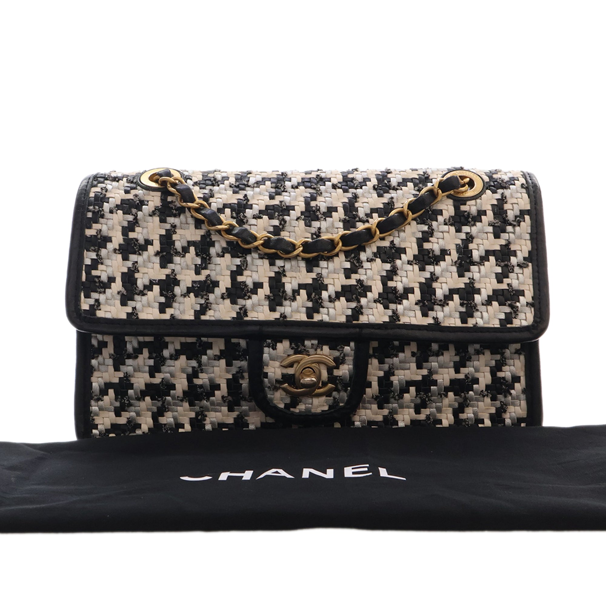 Chanel CC Woven Lambskin and Viscose Houndstooth Single Flap - image 15