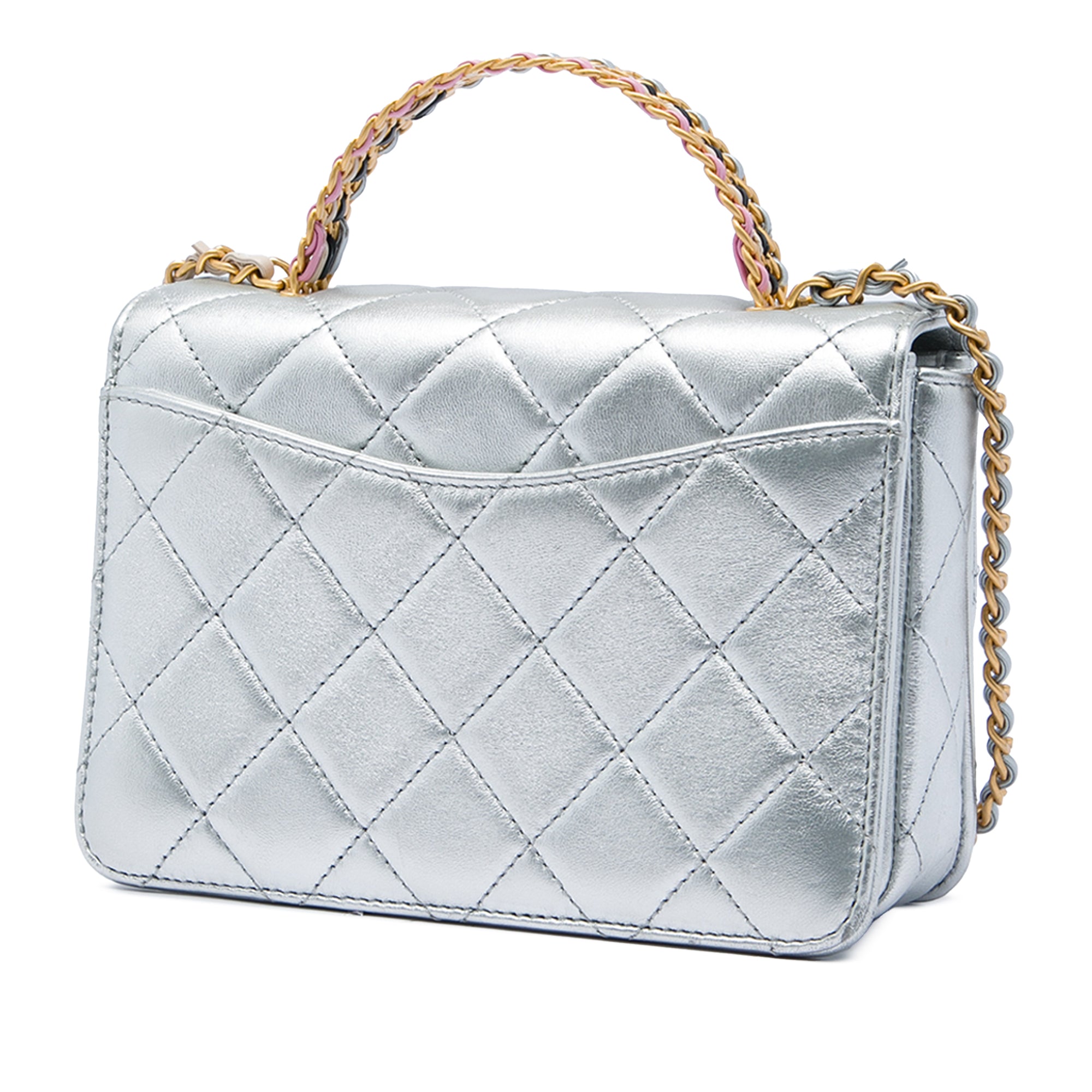 Chanel Mini Metallic Lambskin Top Handle Flap - image 2