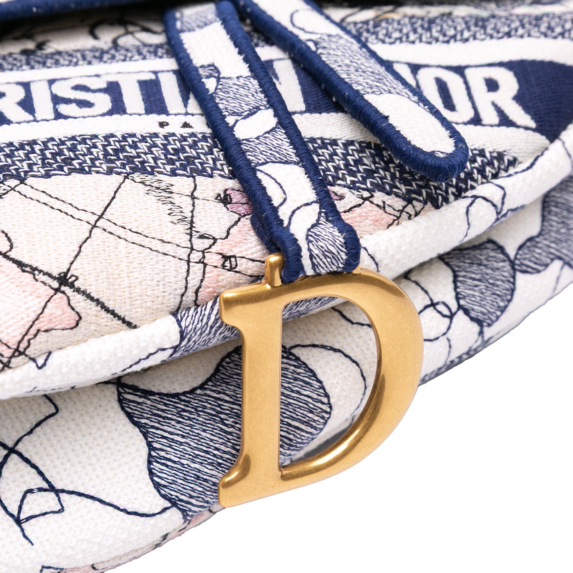 Dior Canvas Embroidered Around the World Saddle Bag - image 6