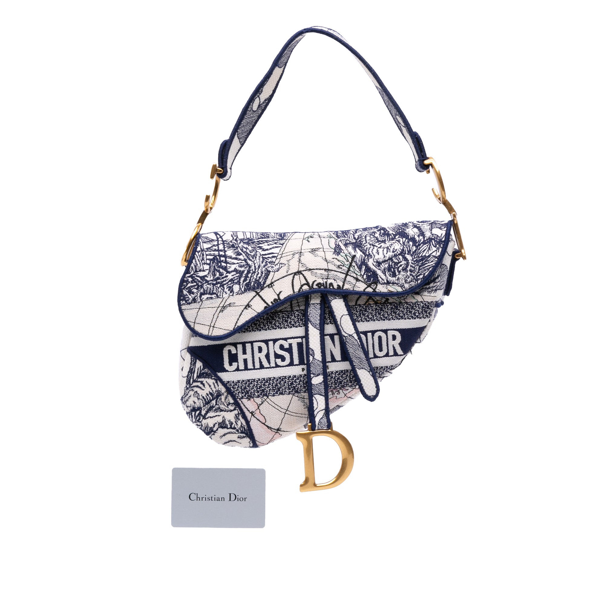 Dior Canvas Embroidered Around the World Saddle Bag - image 9