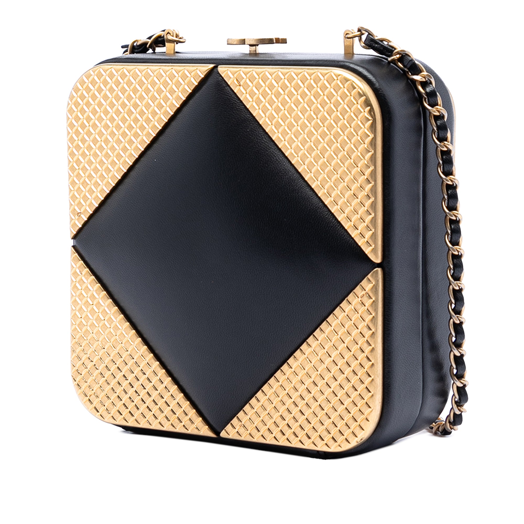 Chanel CC Lambskin and Metal Square Clutch with Chain - image 2