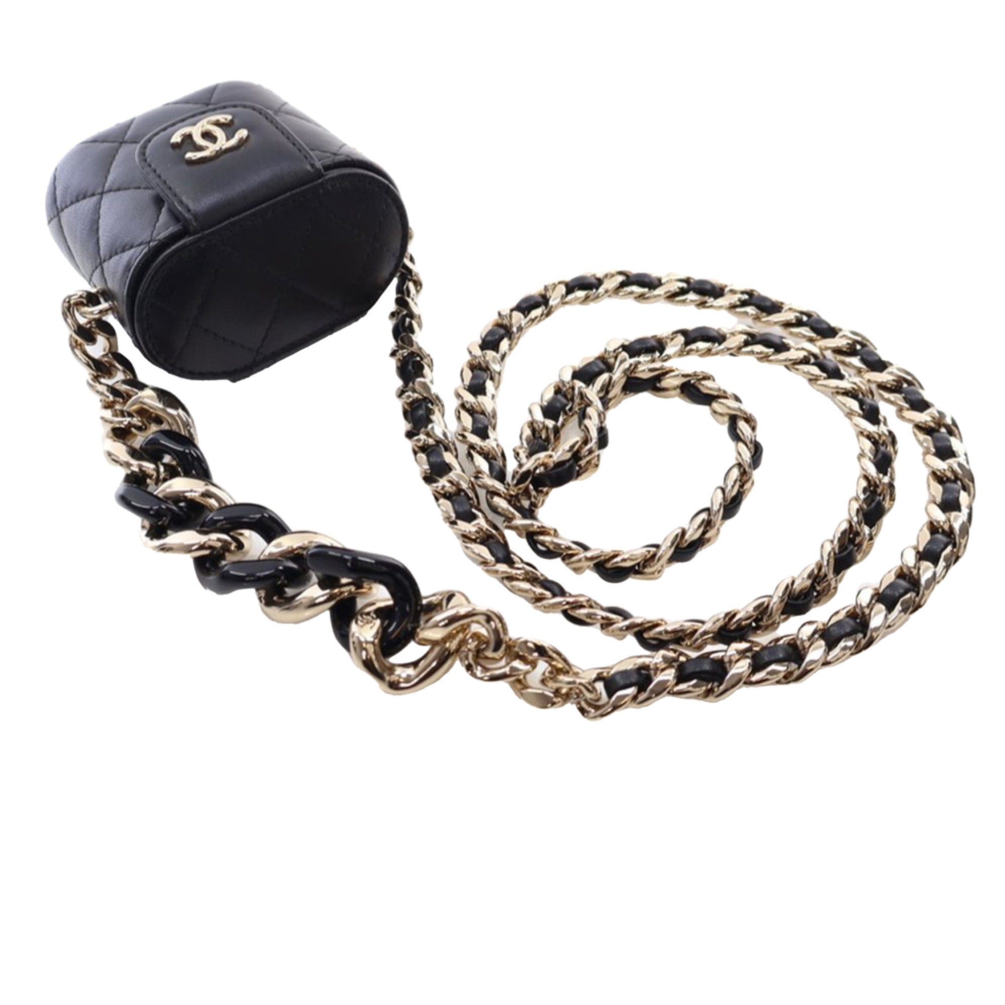 Chanel Mini Quilted Lambskin Resin Elegant Chain Tubular Vanity Case - image 11
