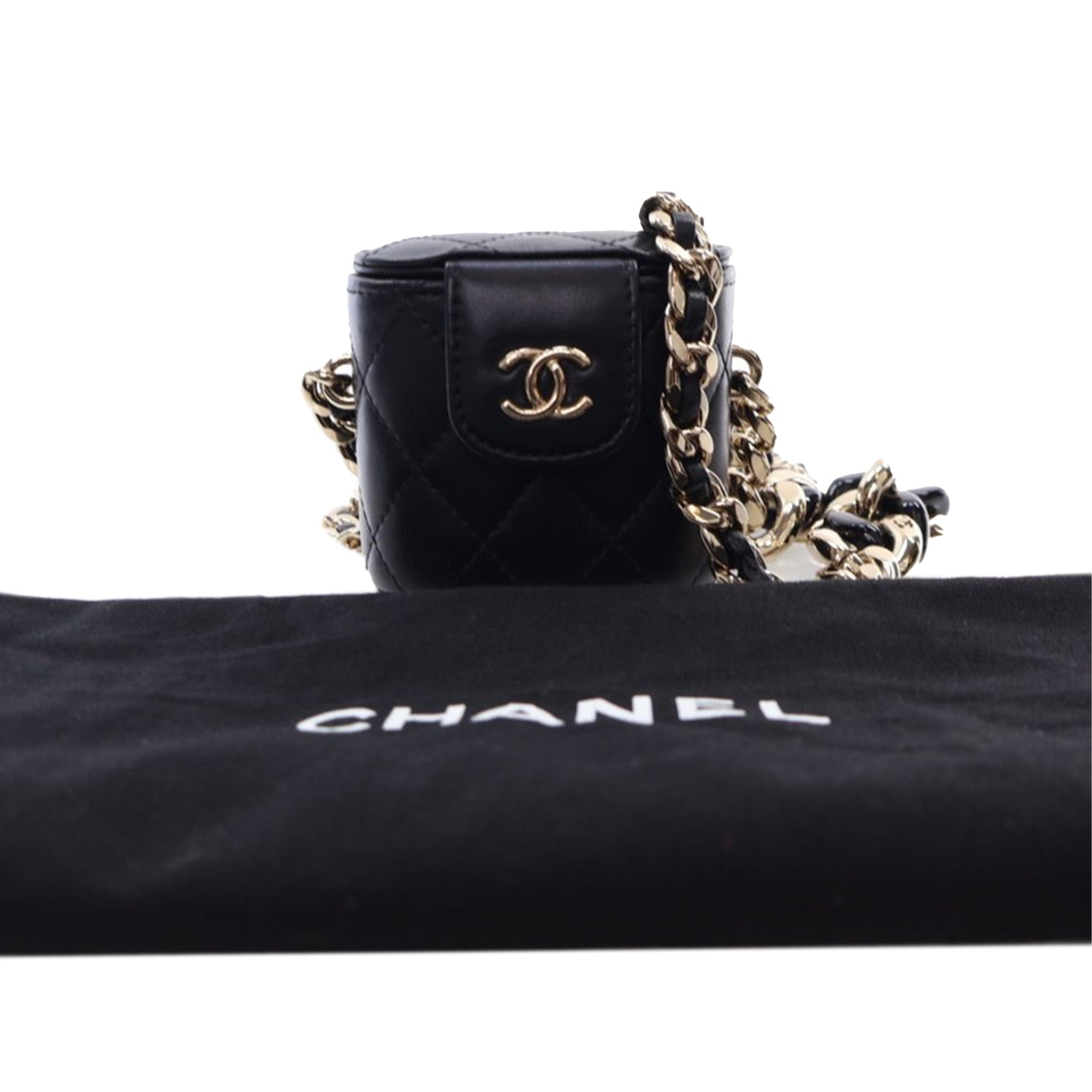 Chanel Mini Quilted Lambskin Resin Elegant Chain Tubular Vanity Case - image 12