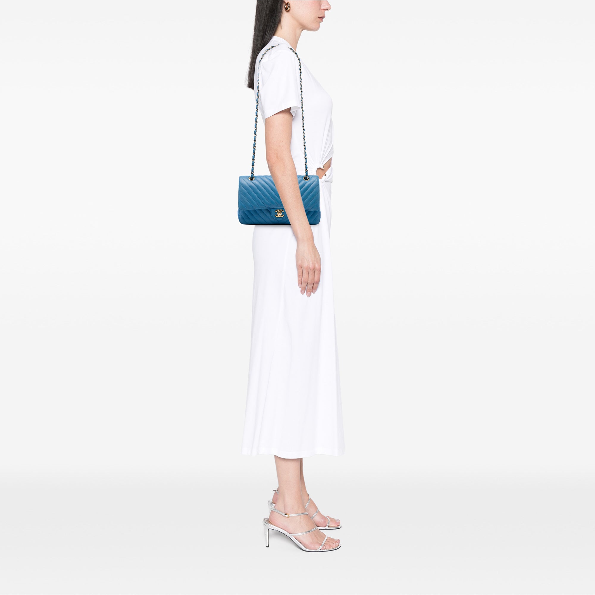 Chanel Medium Classic Chevron Caviar Double Flap - image 5