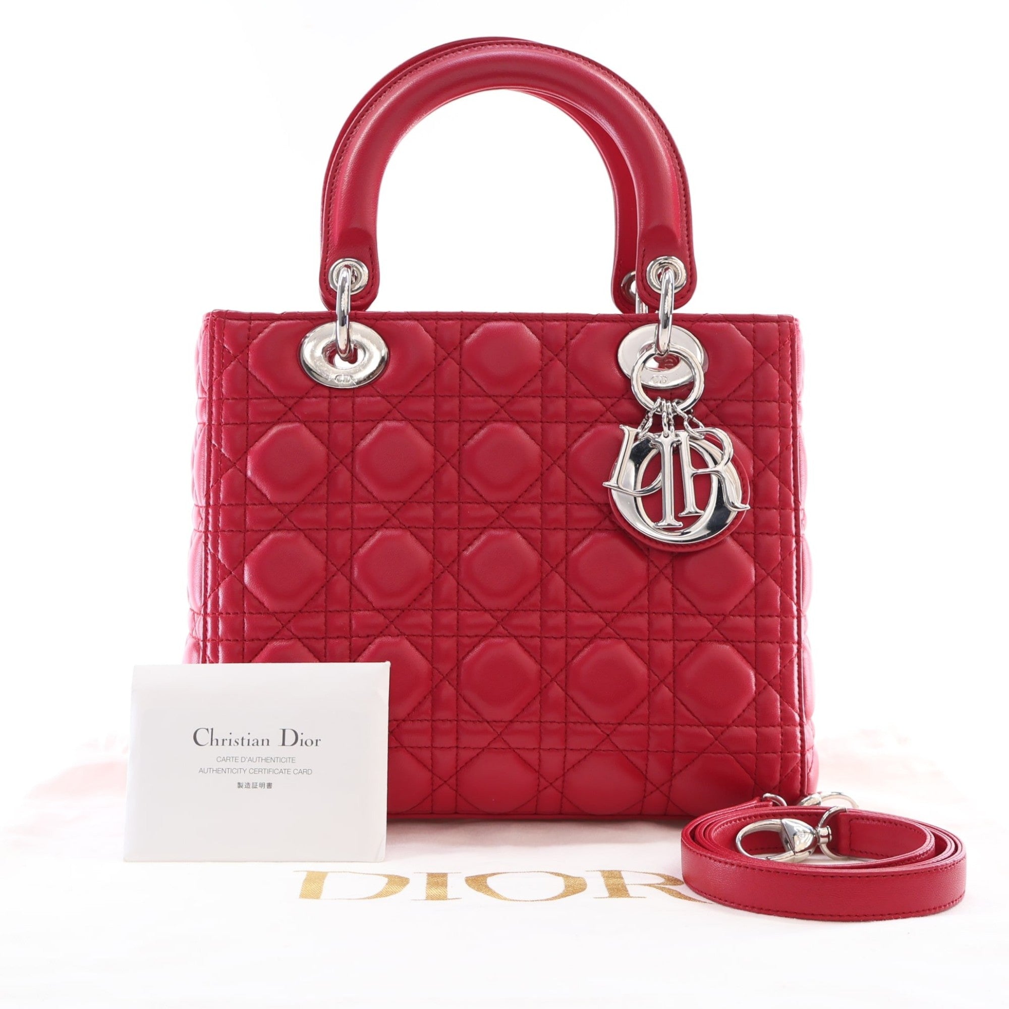 Dior Medium Lambskin Cannage Lady Dior - image 15