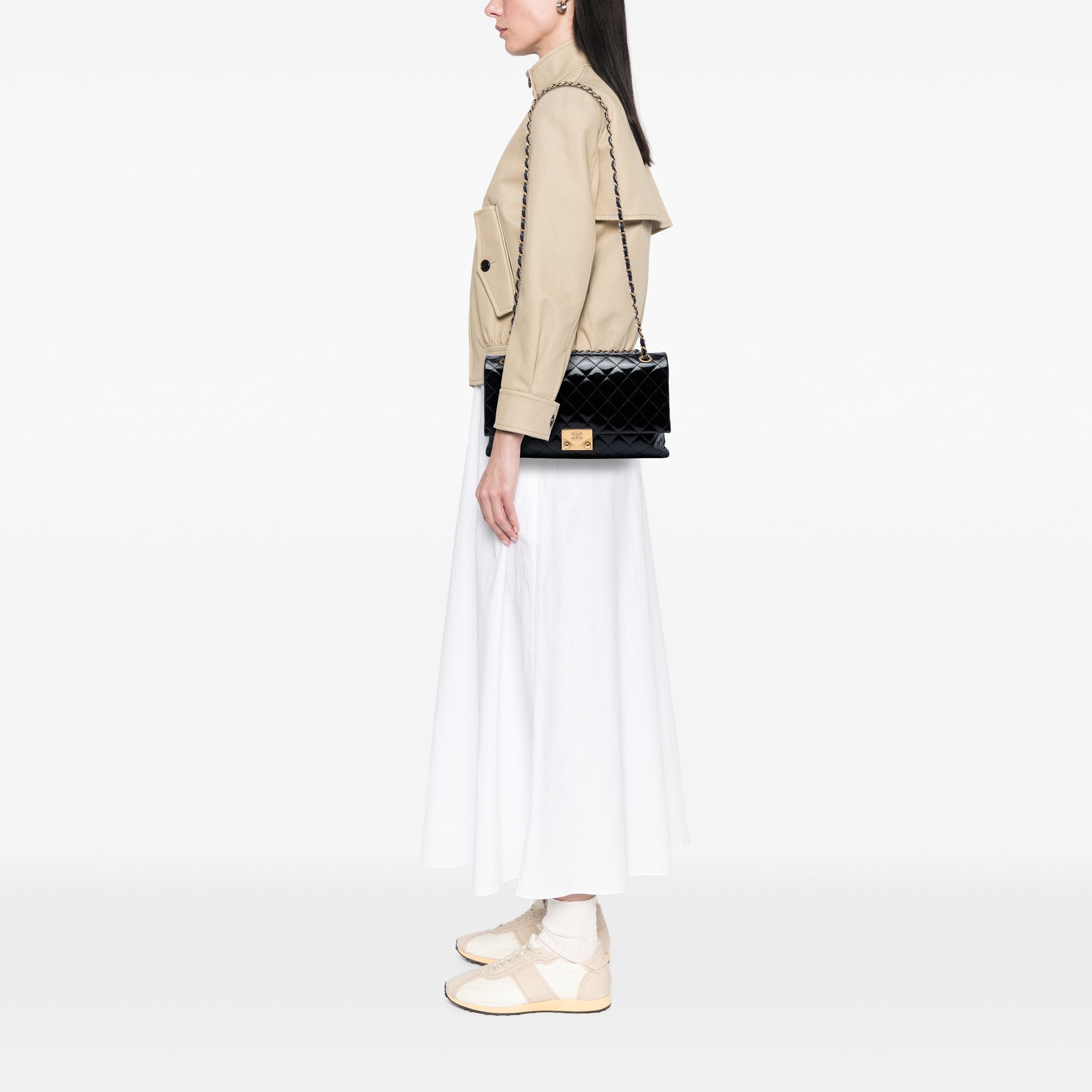 Chanel Quilted Crinkled Patent Pagoda Accordion Flap - image 5