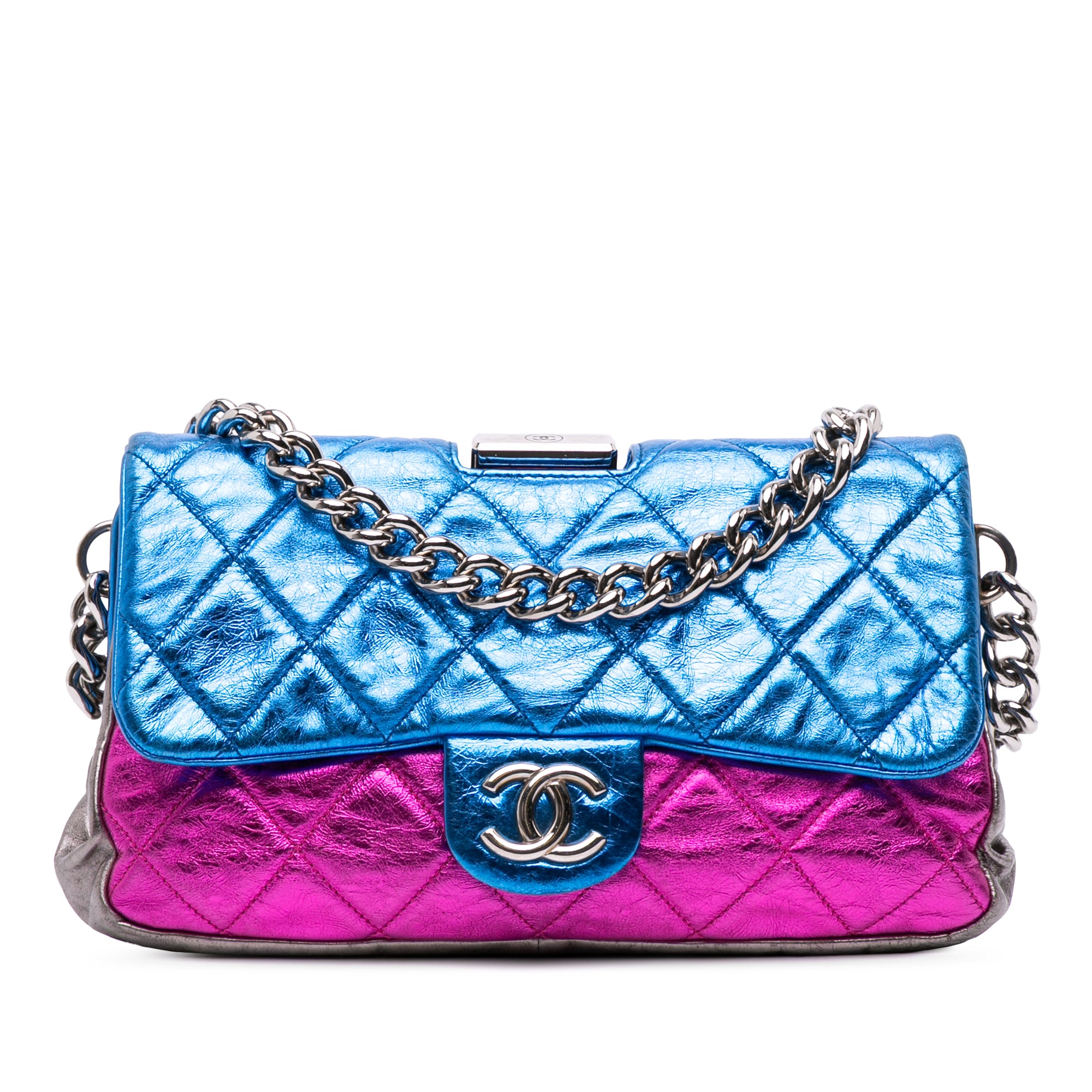 Chanel Multicolor Quilted Metallic Calfskin Modern Chain Flap Frame Bag - image 1