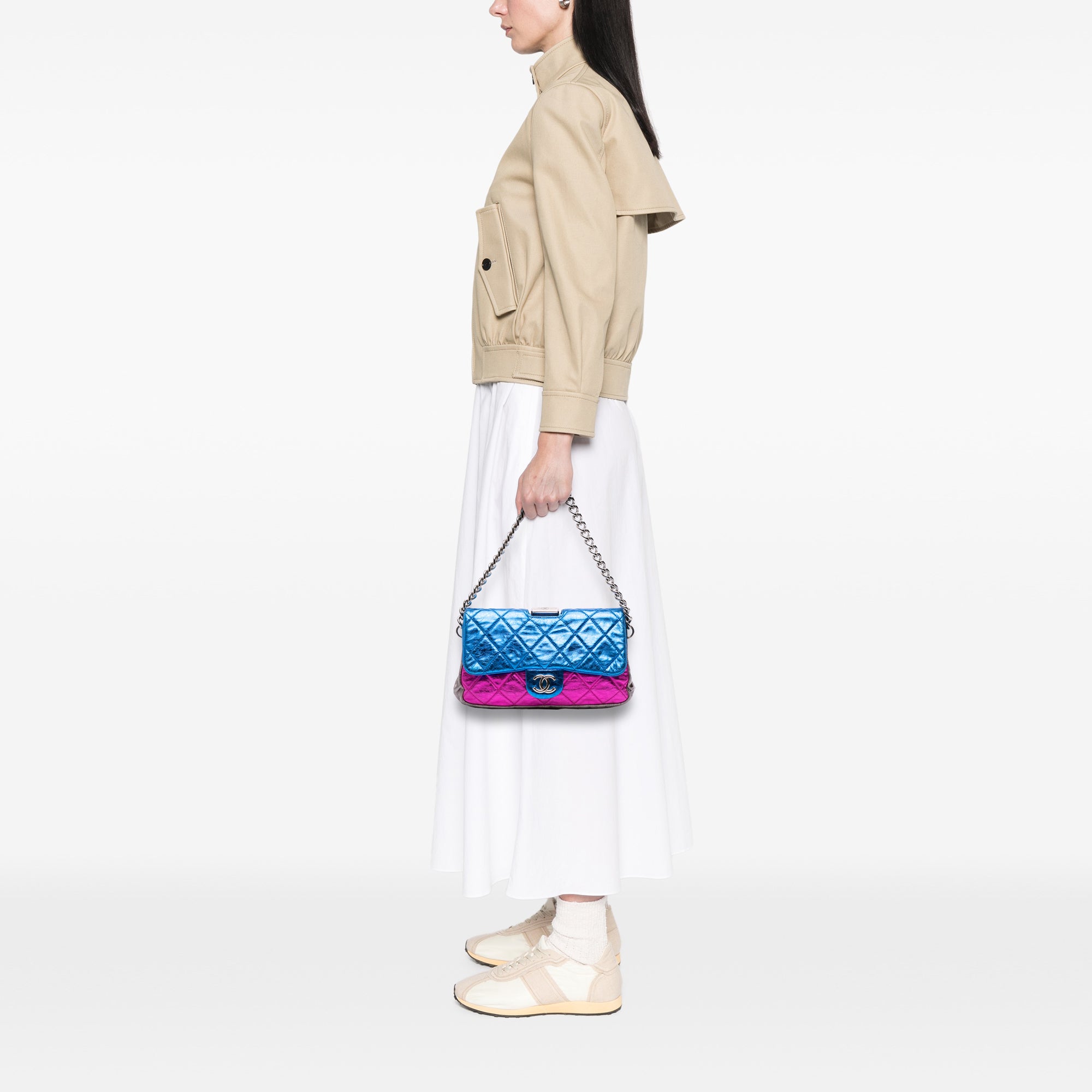 Chanel Multicolor Quilted Metallic Calfskin Modern Chain Flap Frame Bag - image 10