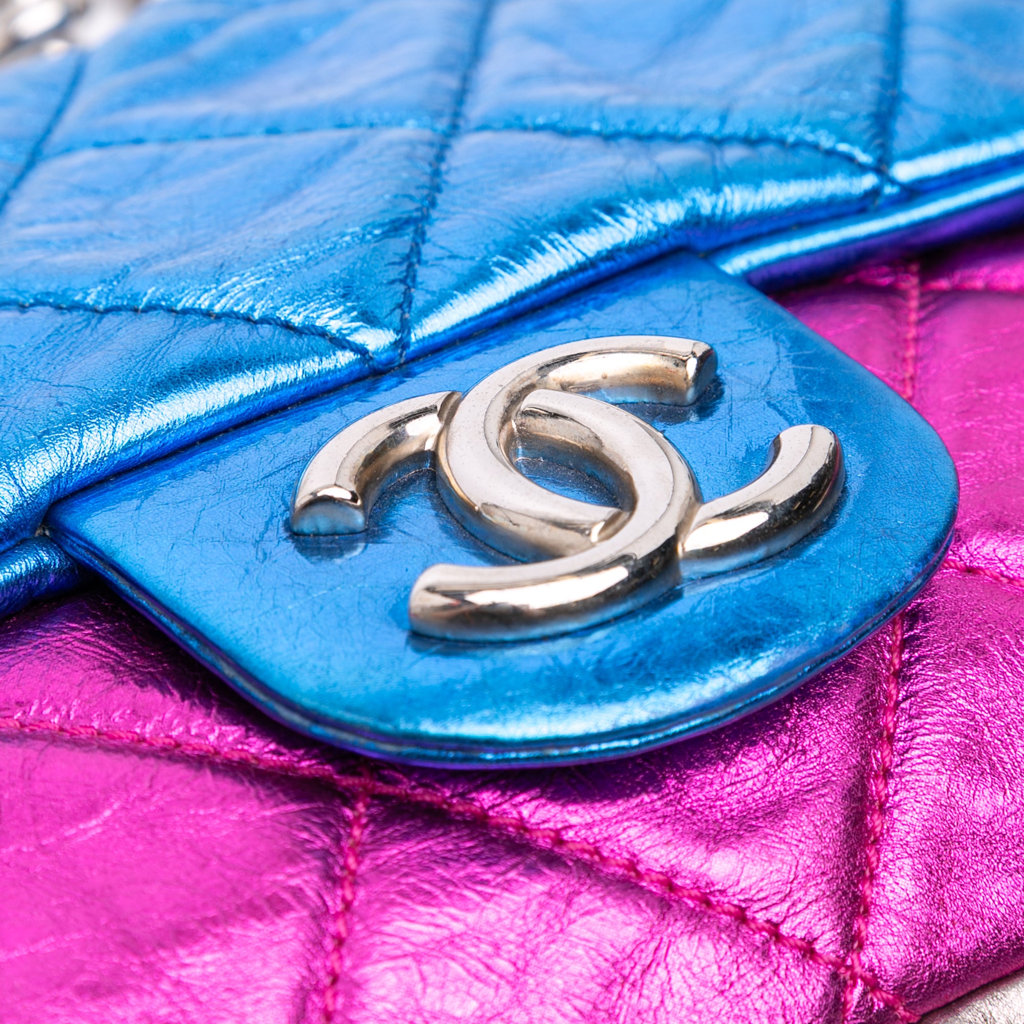 Chanel Multicolor Quilted Metallic Calfskin Modern Chain Flap Frame Bag - image 7
