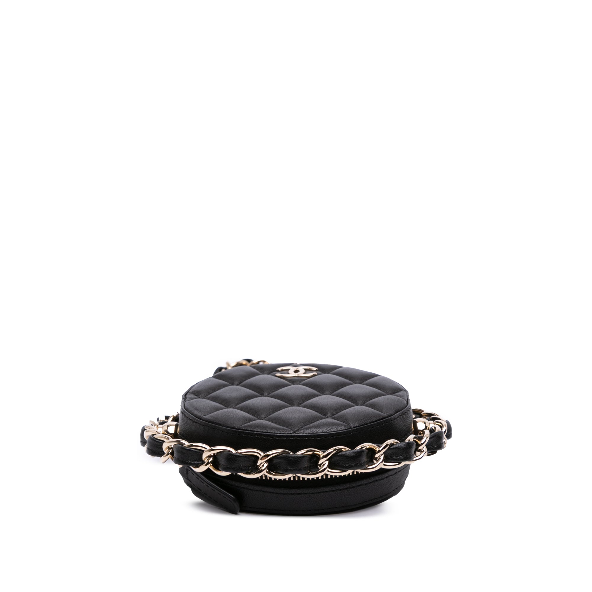 Chanel CC Quilted Lambskin Round Chain Around Clutch With Chain - image 3