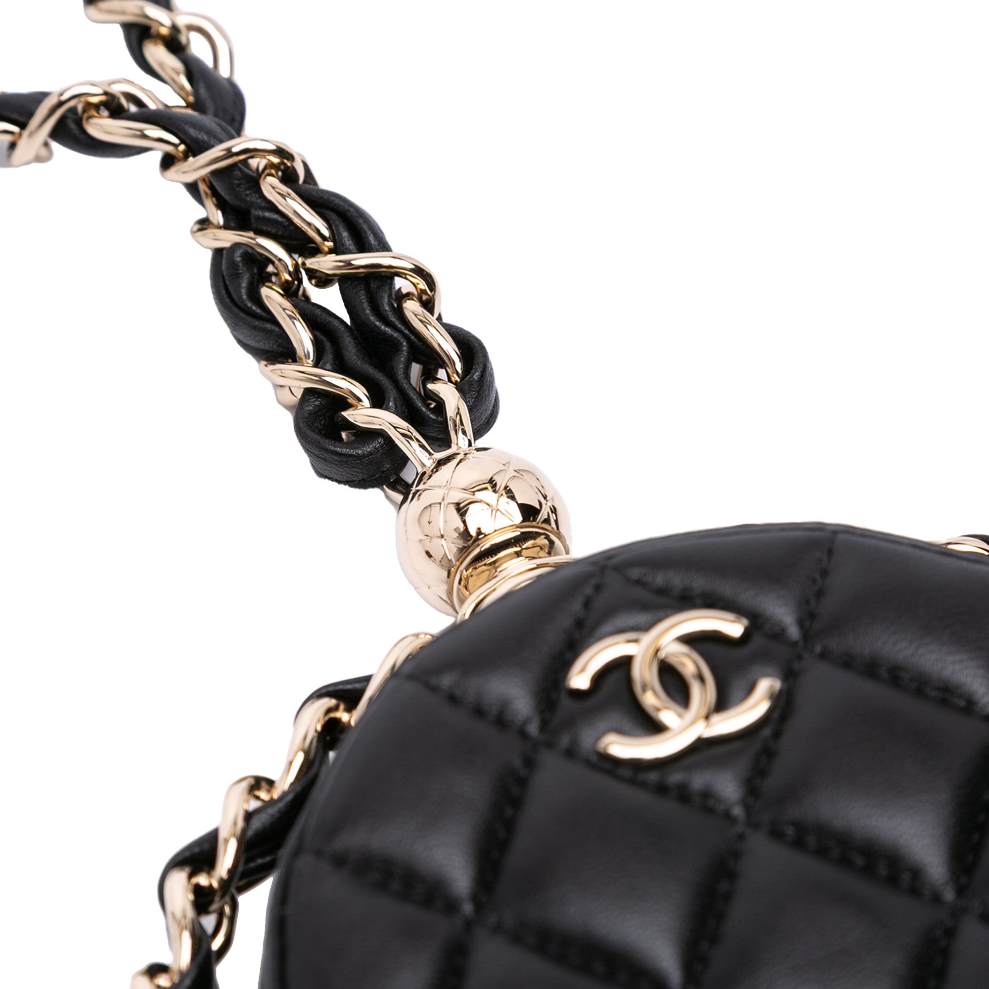 Chanel CC Quilted Lambskin Round Chain Around Clutch With Chain - image 8