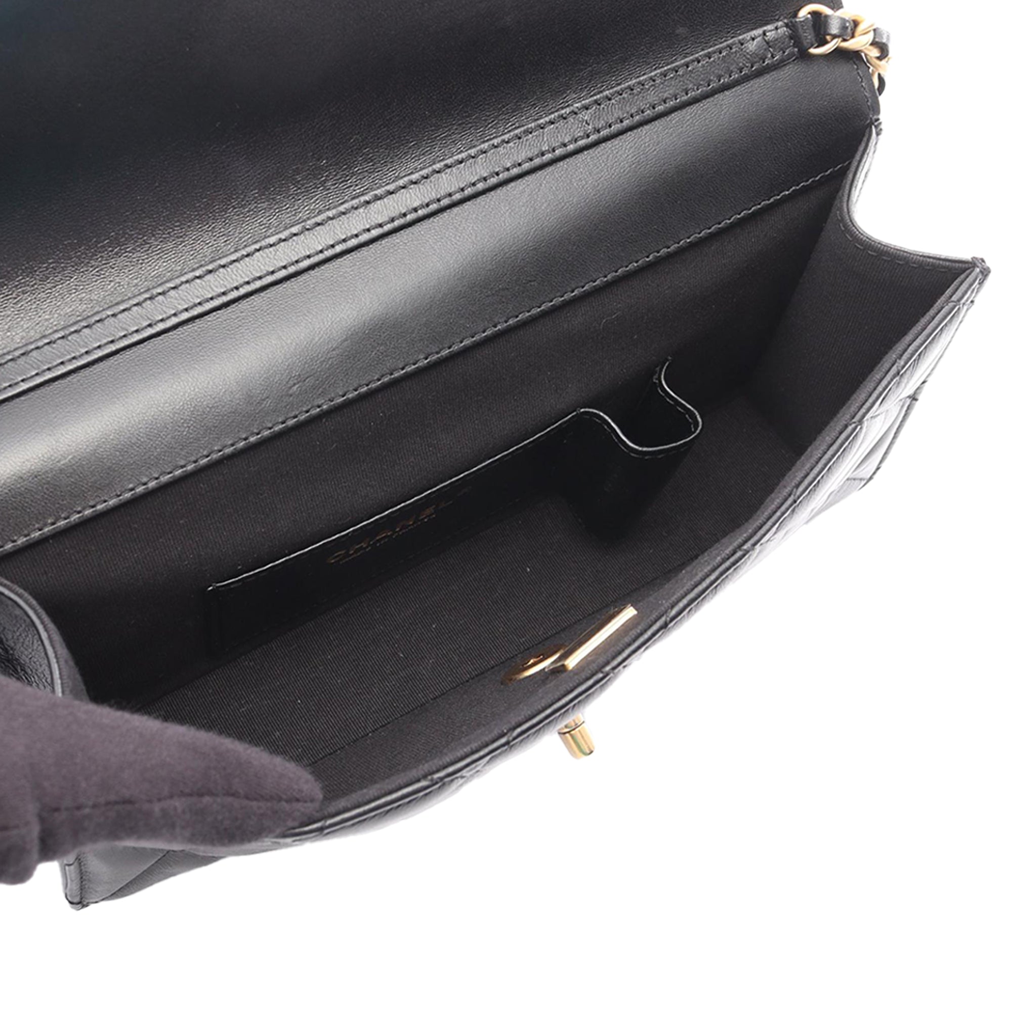Chanel CC Quilted Lambskin East West Single Flap - image 3