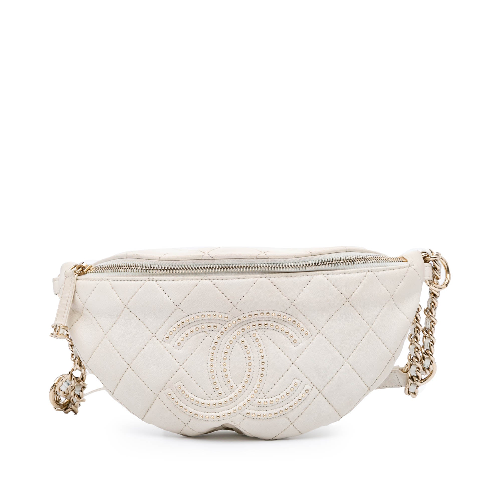 Chanel CC Quilted Lambskin Studded Logo Belt Bag - image 1