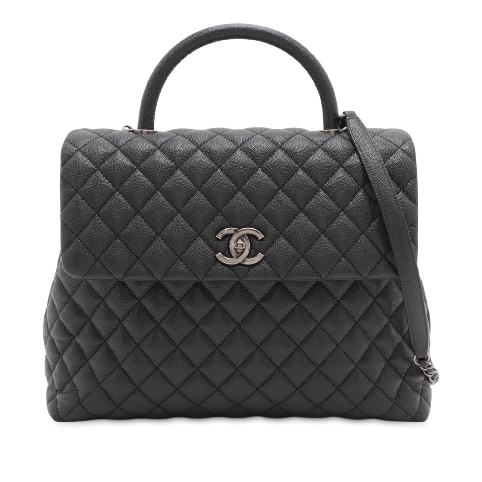 Chanel Large Quilted Caviar Coco Top Handle Bag - image 1