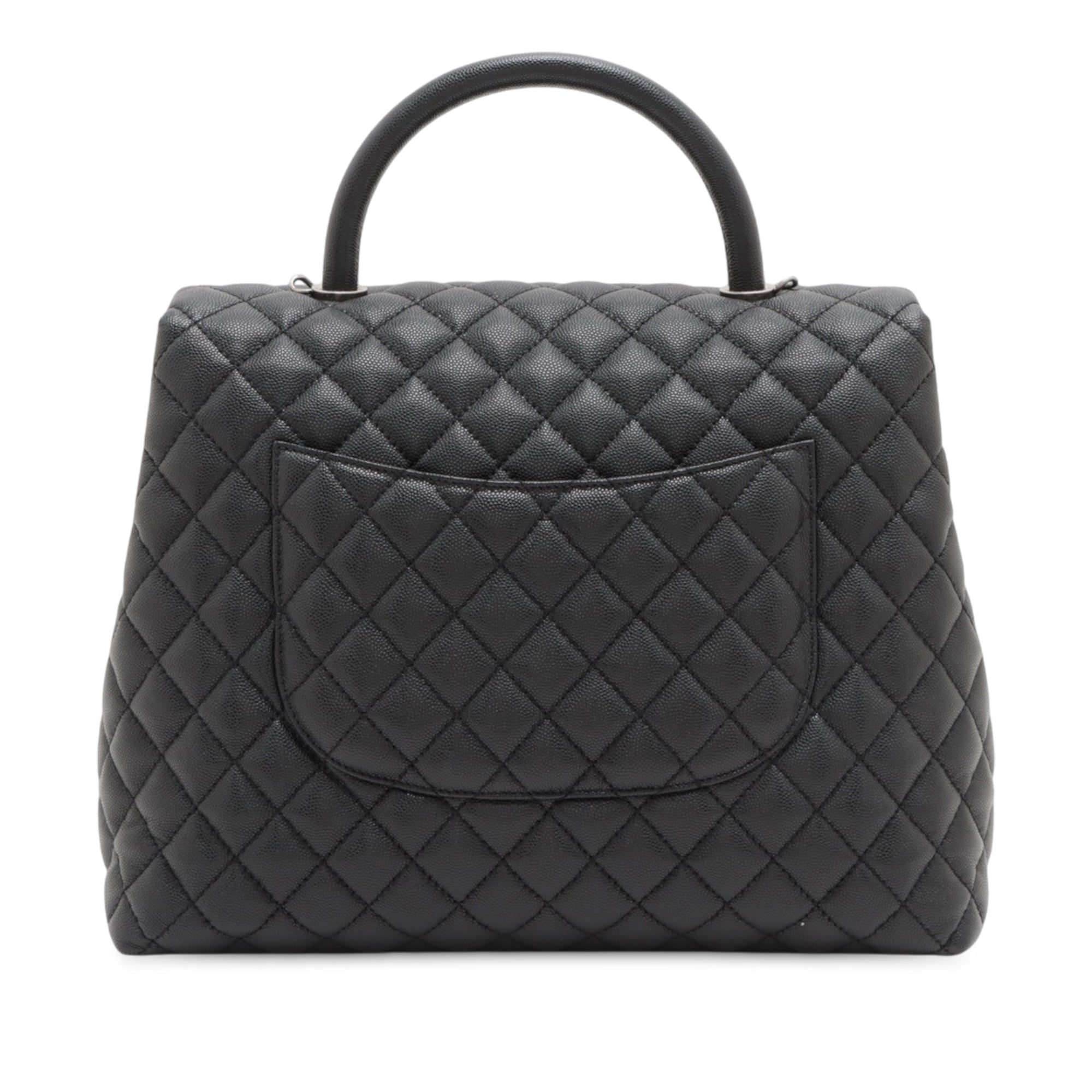Chanel Large Quilted Caviar Coco Top Handle Bag - image 2
