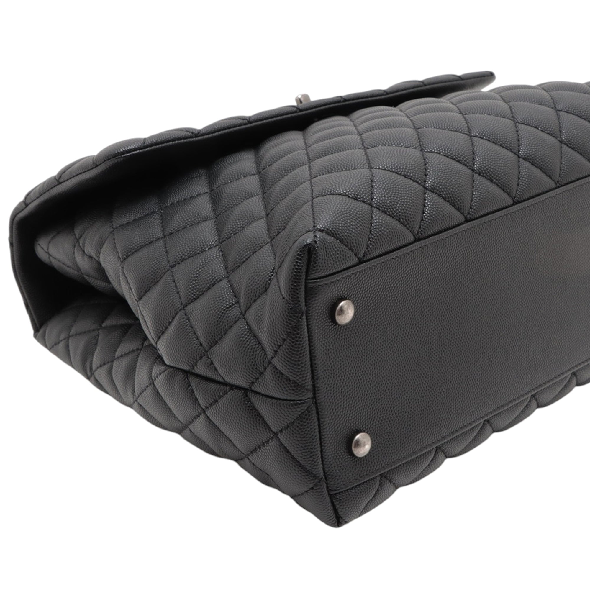 Chanel Large Quilted Caviar Coco Top Handle Bag - image 6