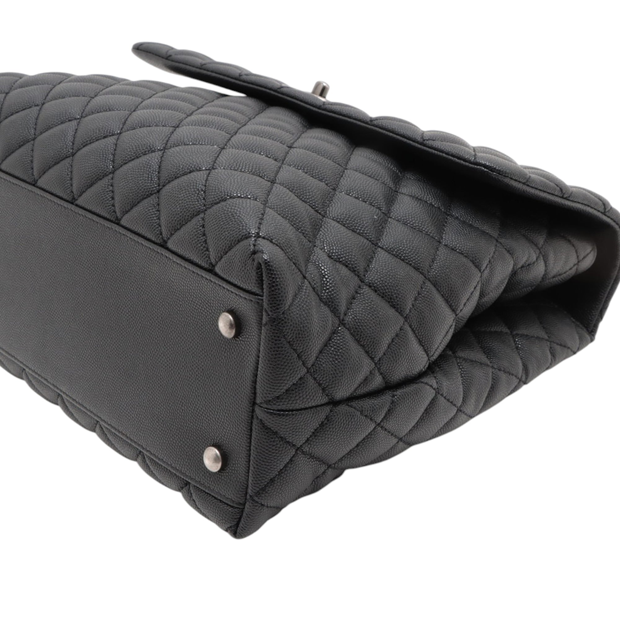 Chanel Large Quilted Caviar Coco Top Handle Bag - image 7
