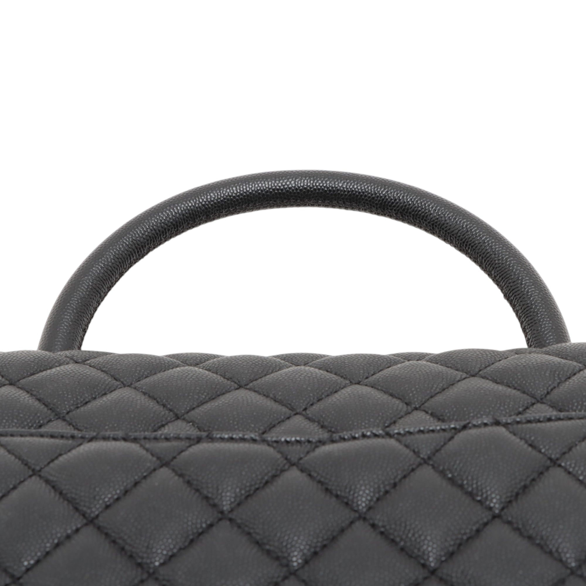 Chanel Large Quilted Caviar Coco Top Handle Bag - image 8