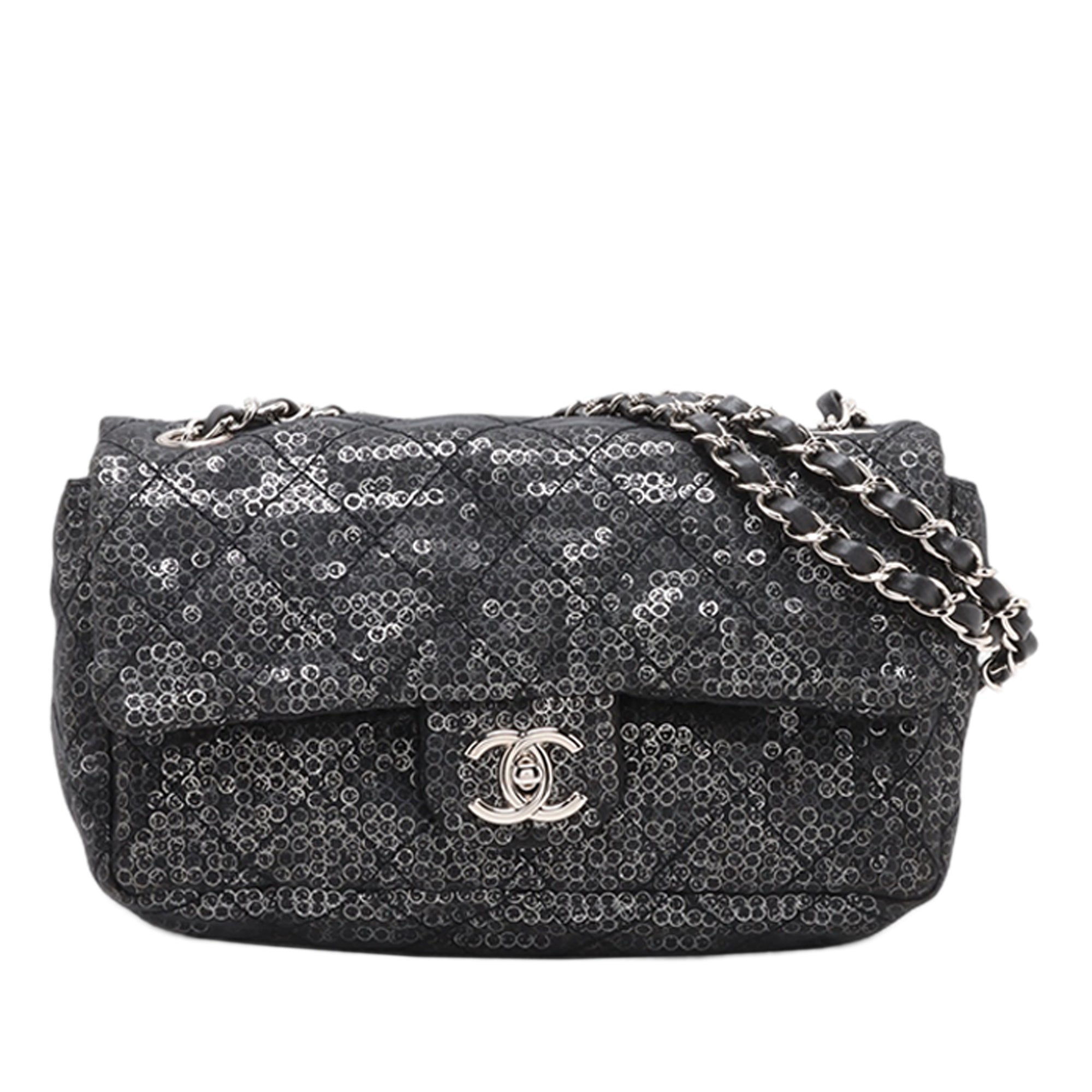 Chanel Medium Hidden Sequins Mesh Single Flap - image 1