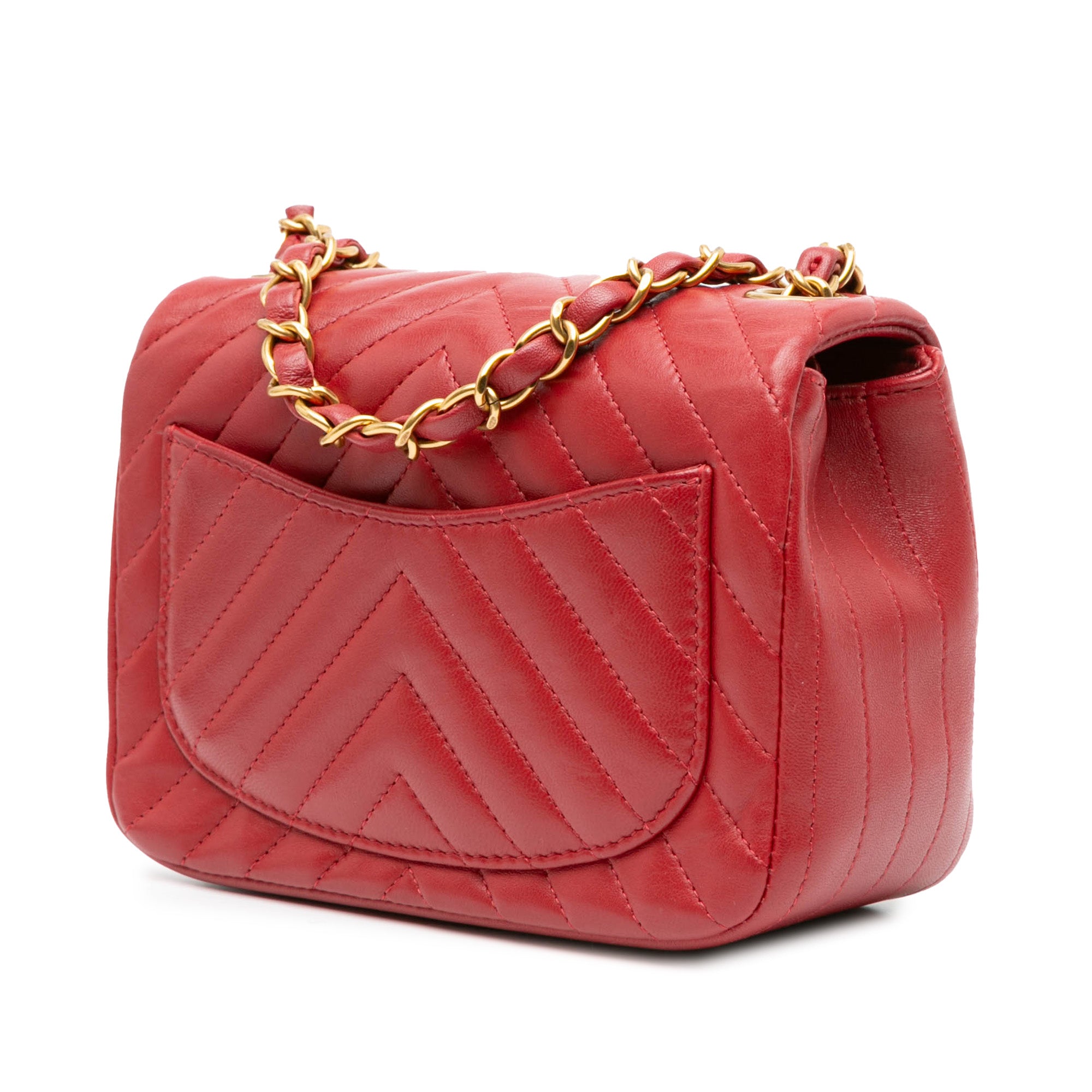 Chanel Mini Square Classic Chevron Lambskin Single Flap - image 2