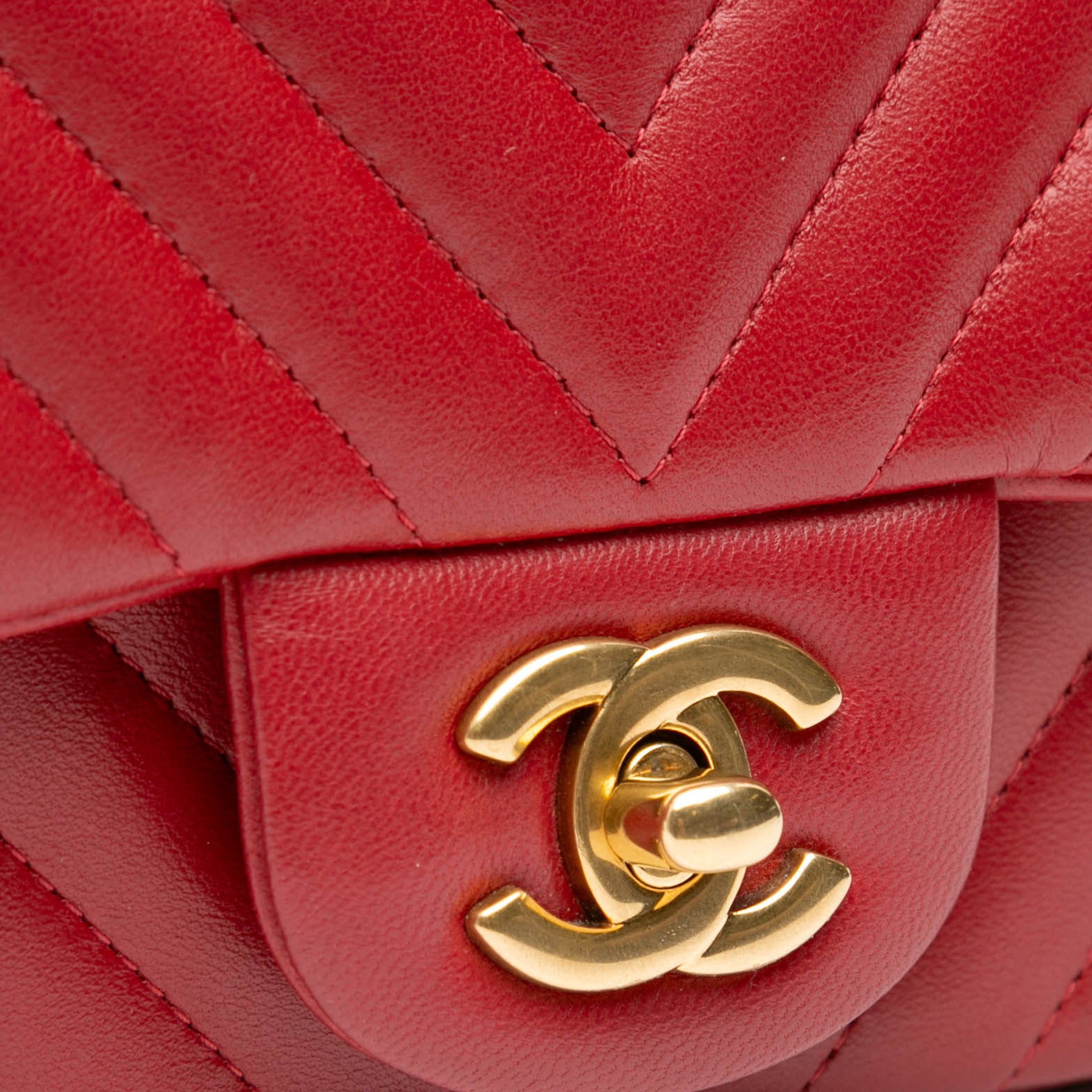 Chanel Mini Square Classic Chevron Lambskin Single Flap - image 7