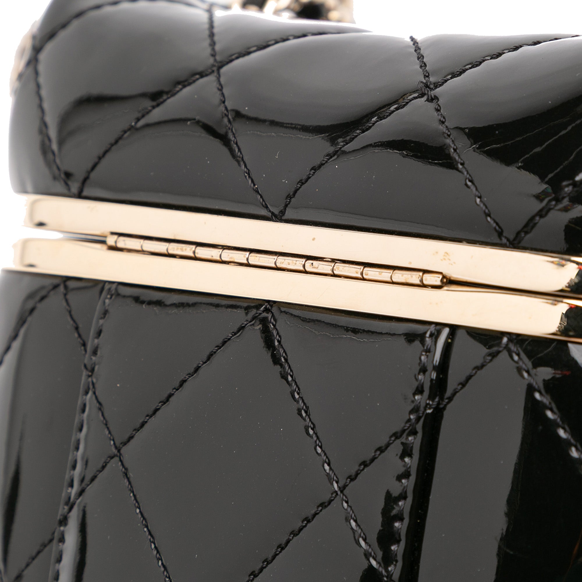Chanel Quilted Patent Logo Chain Vanity Case - image 10