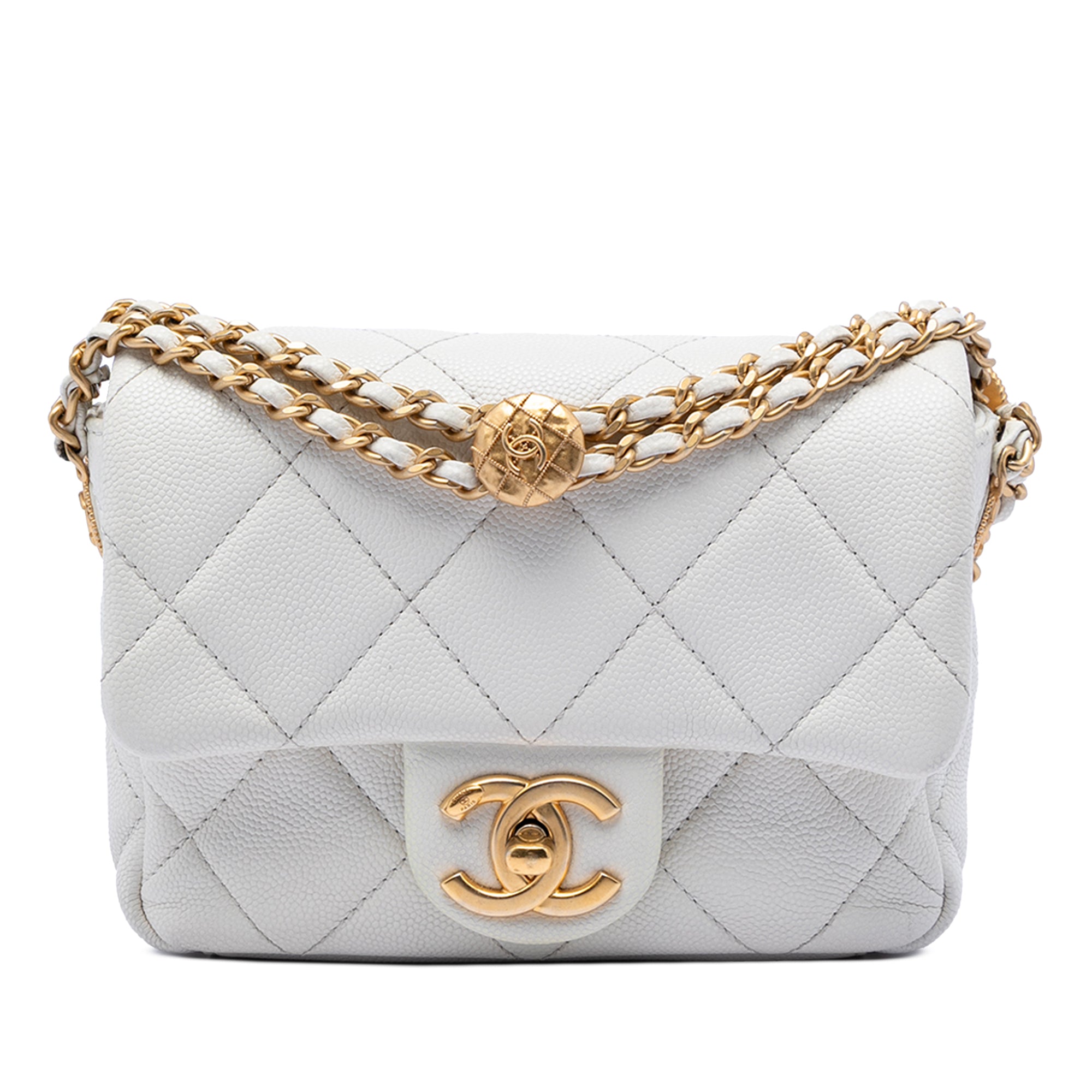 Chanel Mini Quilted Caviar Twist Your Buttons Flap - image 1