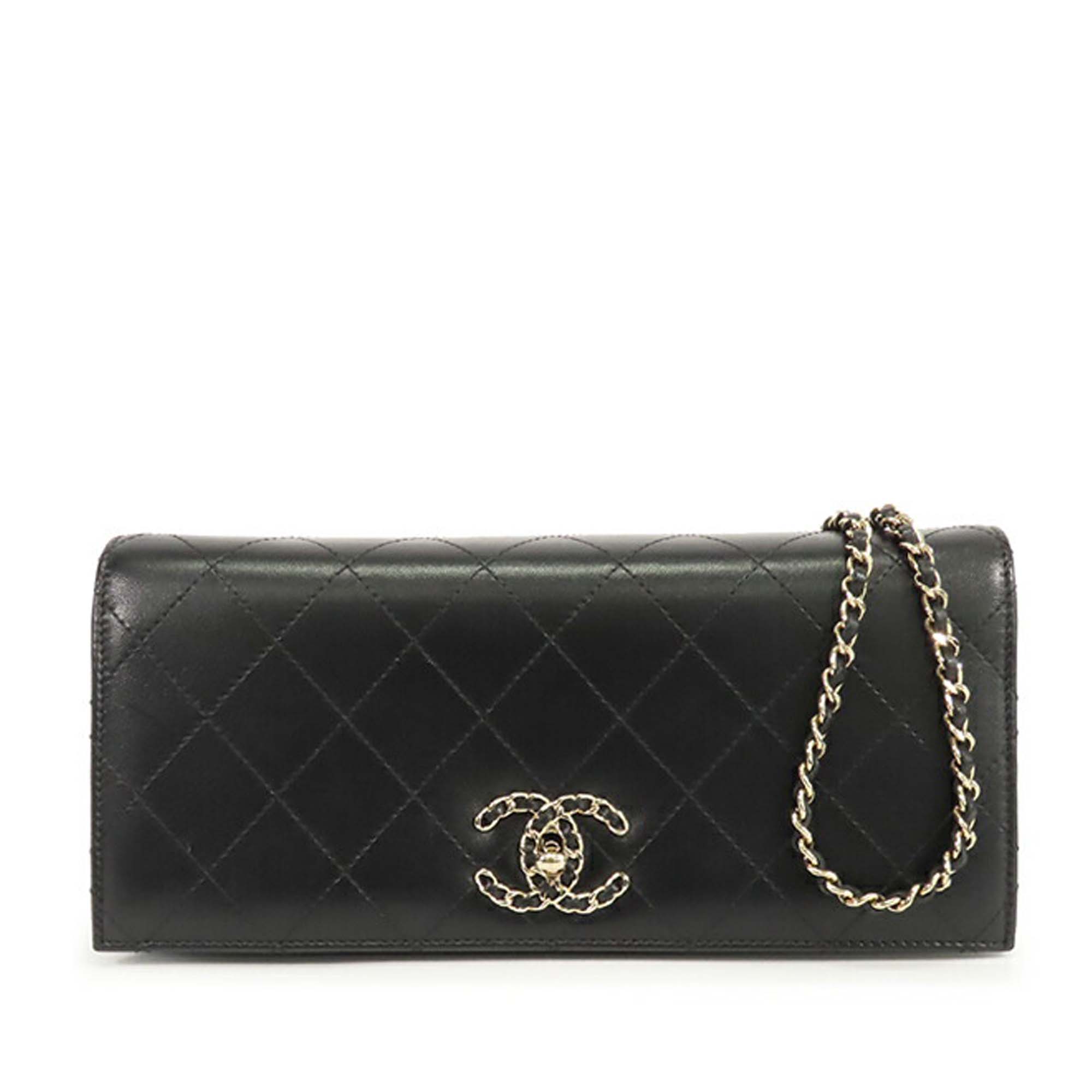 Chanel CC Stitched Lambskin Clutch With Chain - image 1