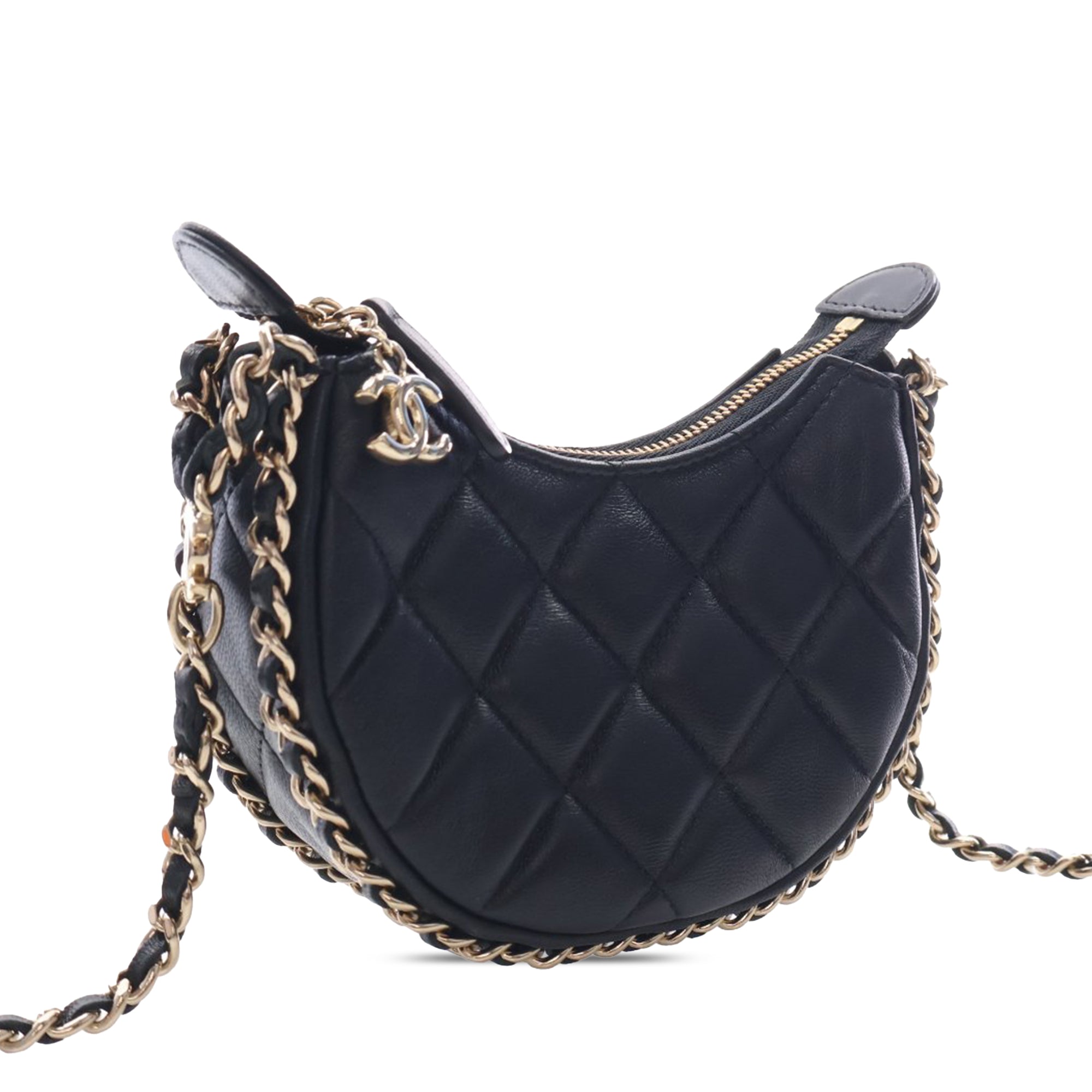 Chanel Mini Quilted Lambskin Chain Around Hook Hobo - image 2