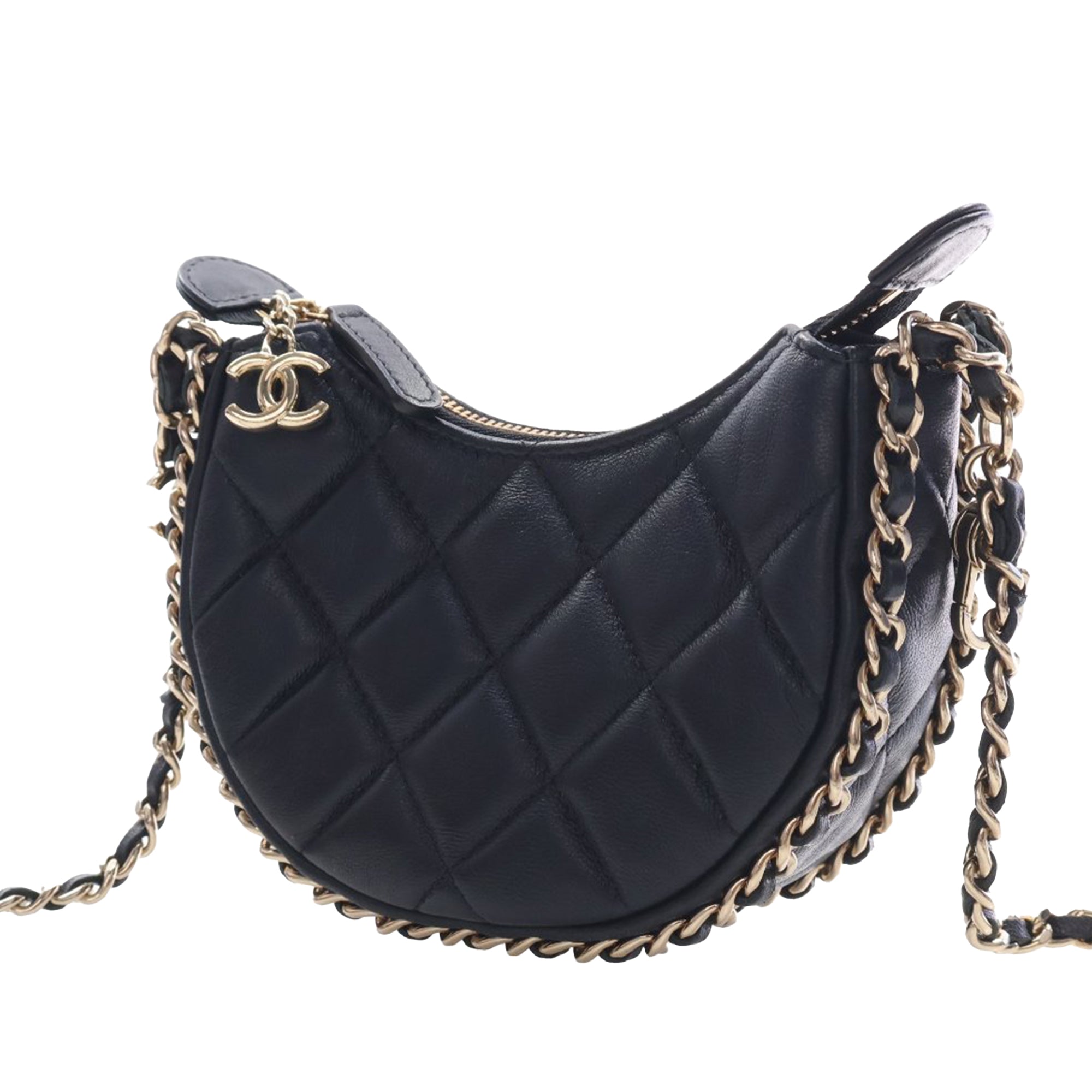 Chanel Mini Quilted Lambskin Chain Around Hook Hobo - image 5