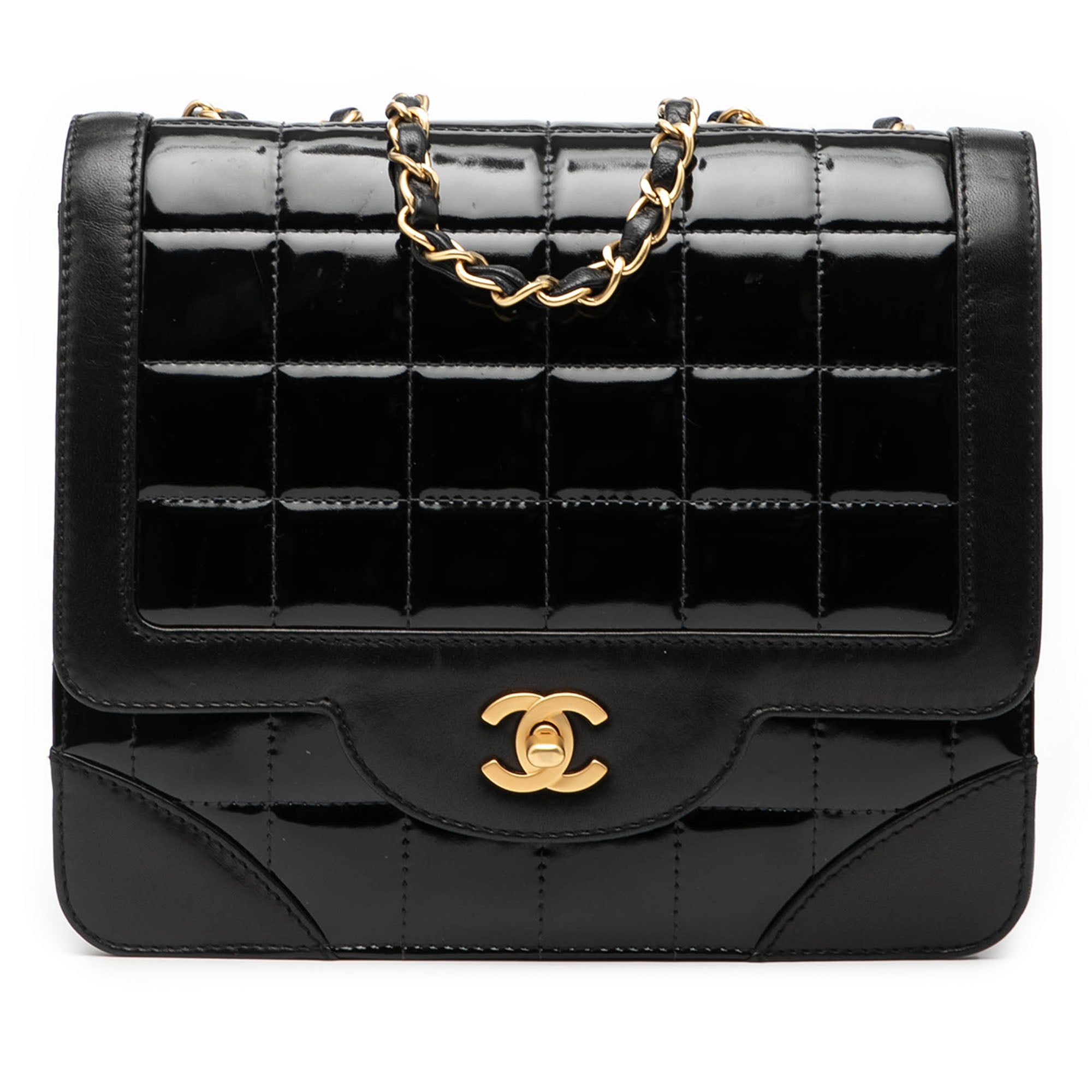 Chanel CC Chocolate Bar Patent and Lambskin Square Flap - image 1