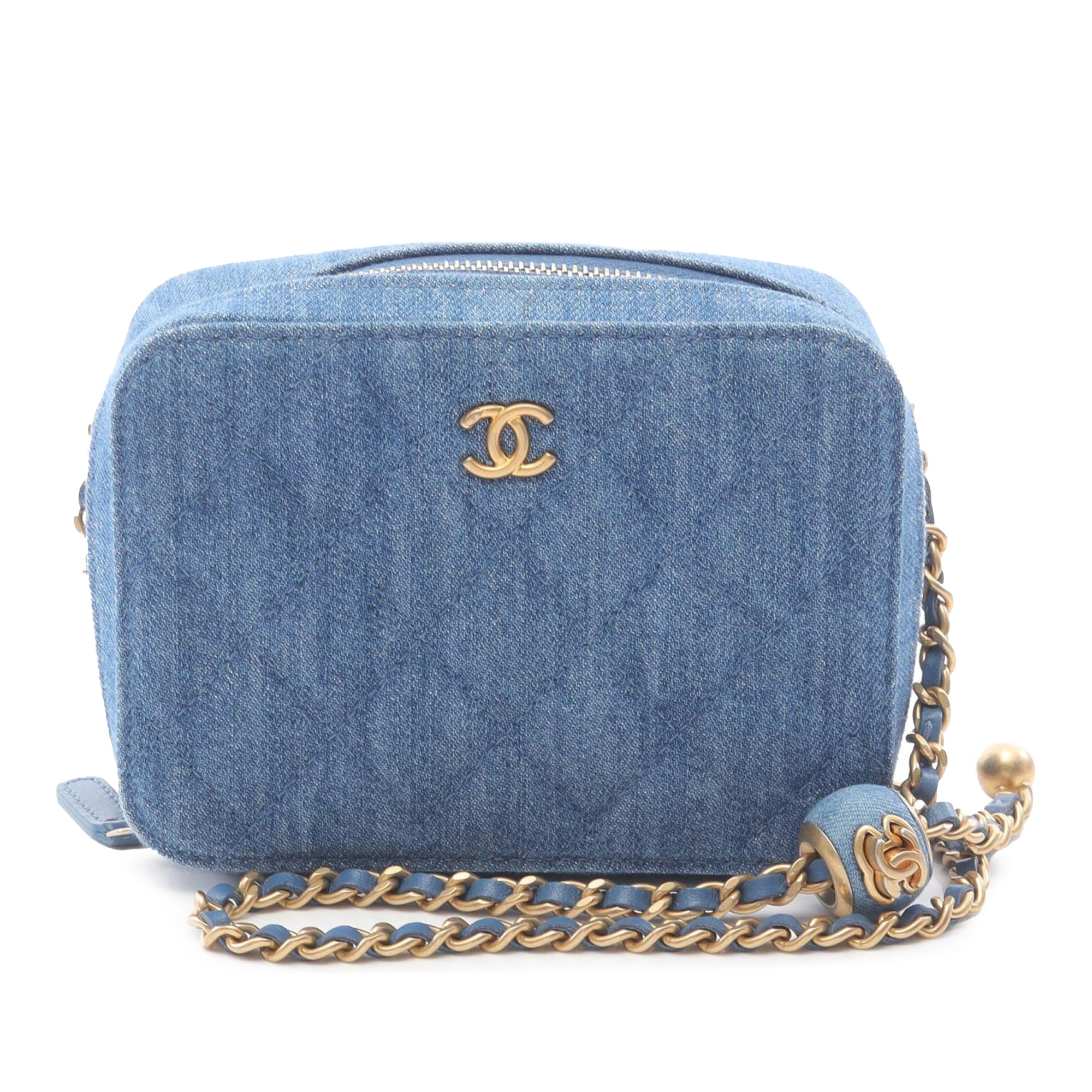 Chanel Quilted Denim Pearl Crush Camera Bag - image 1