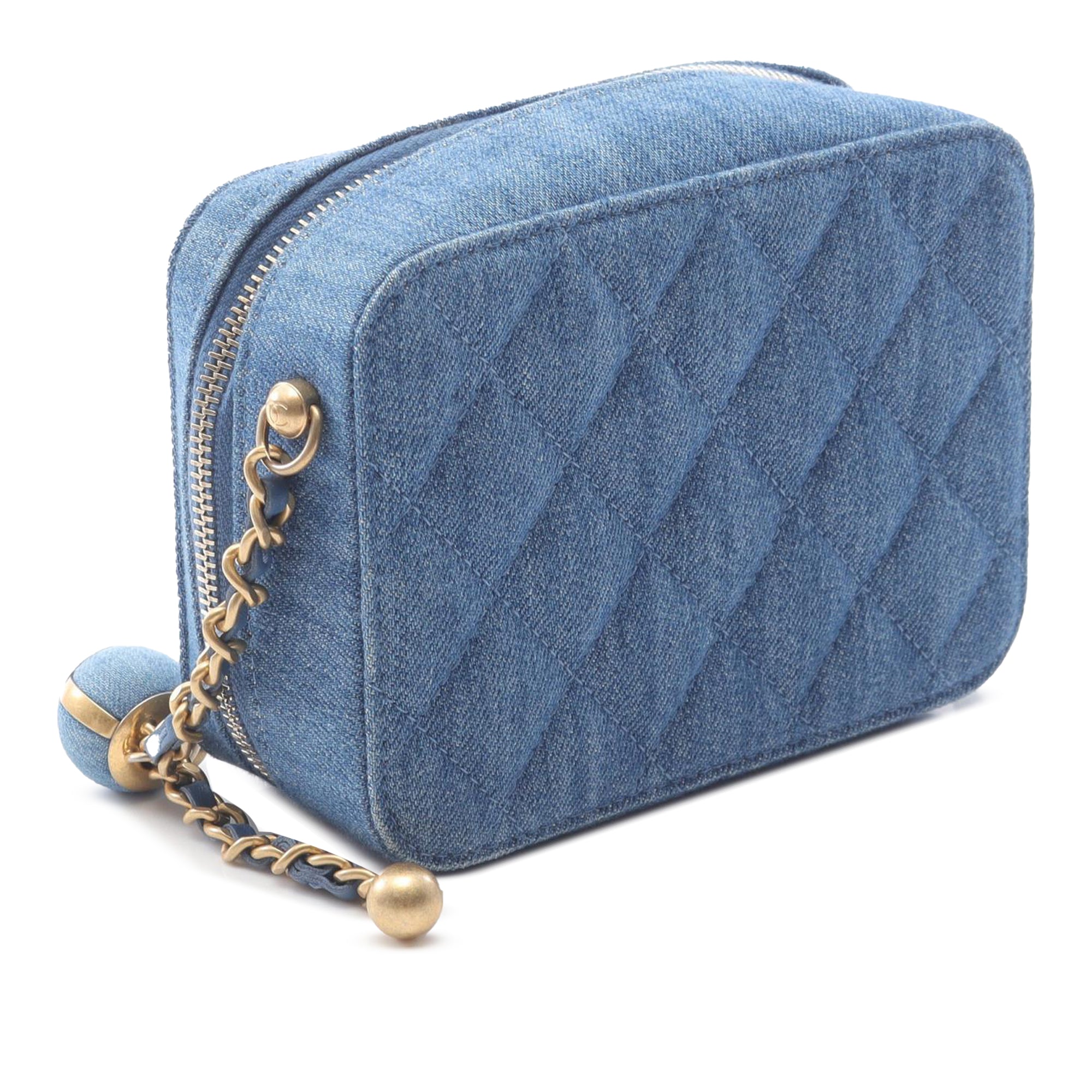 Chanel Quilted Denim Pearl Crush Camera Bag - image 2