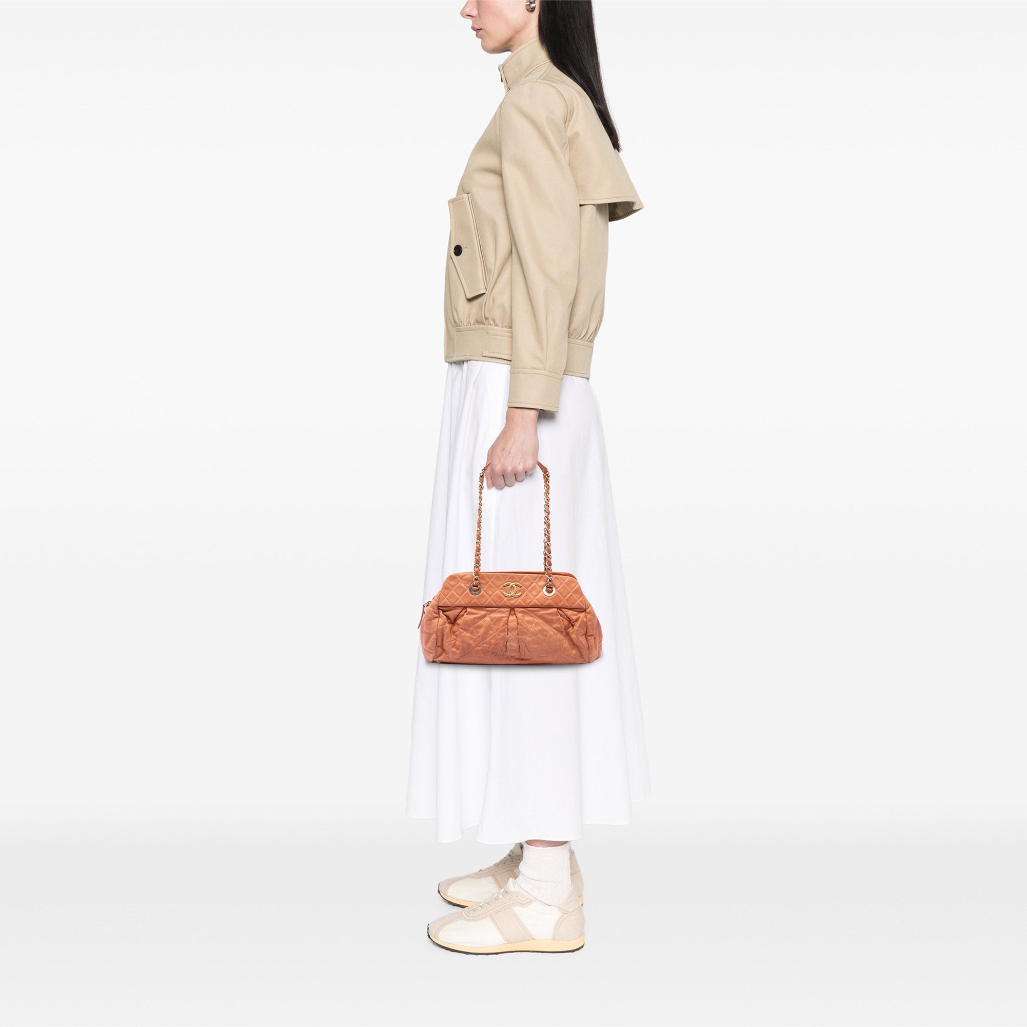 Chanel Quilted Iridescent Calfskin Chic Quilt Bowling Bag - image 6