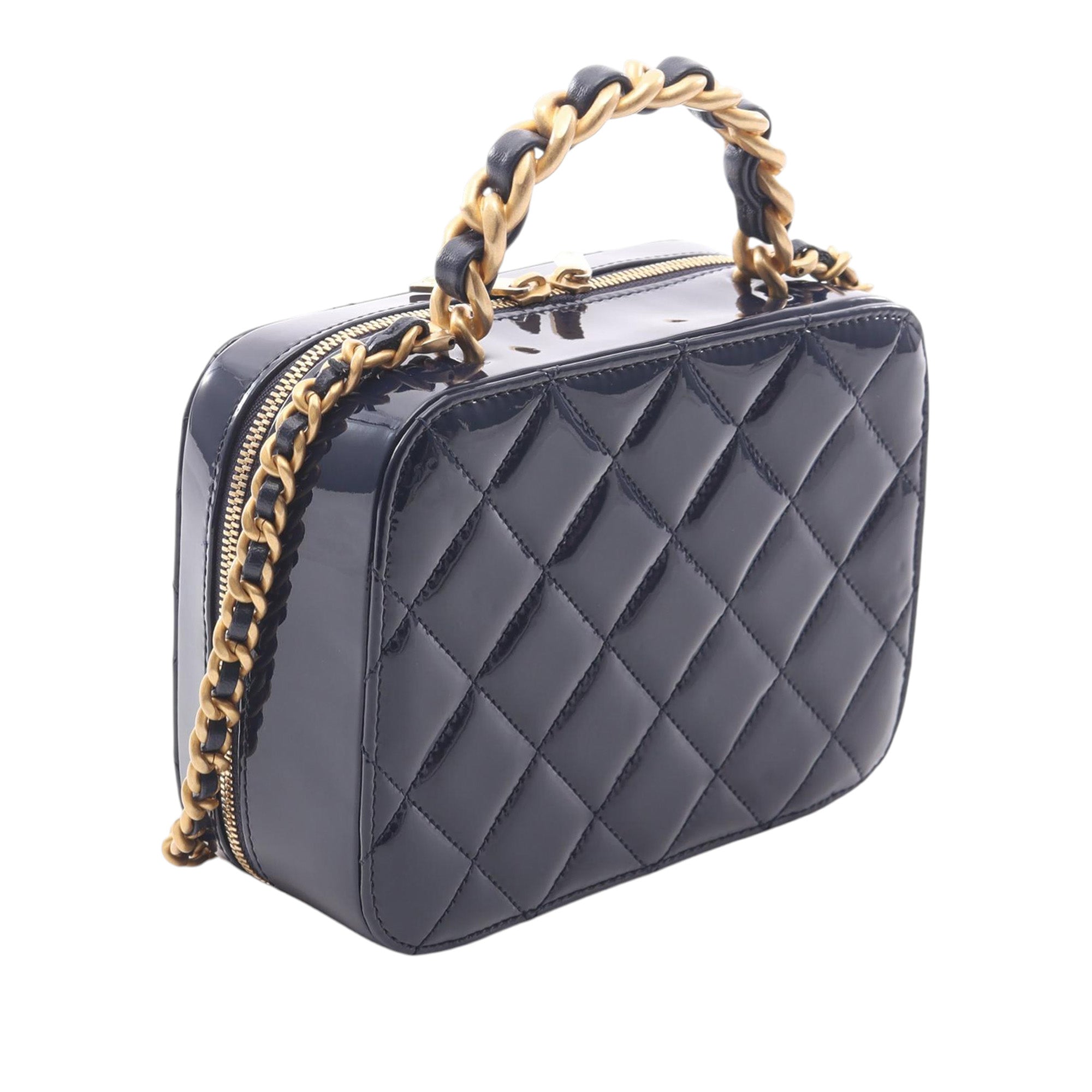 Chanel CC Quilted Patent Vanity Case - image 2