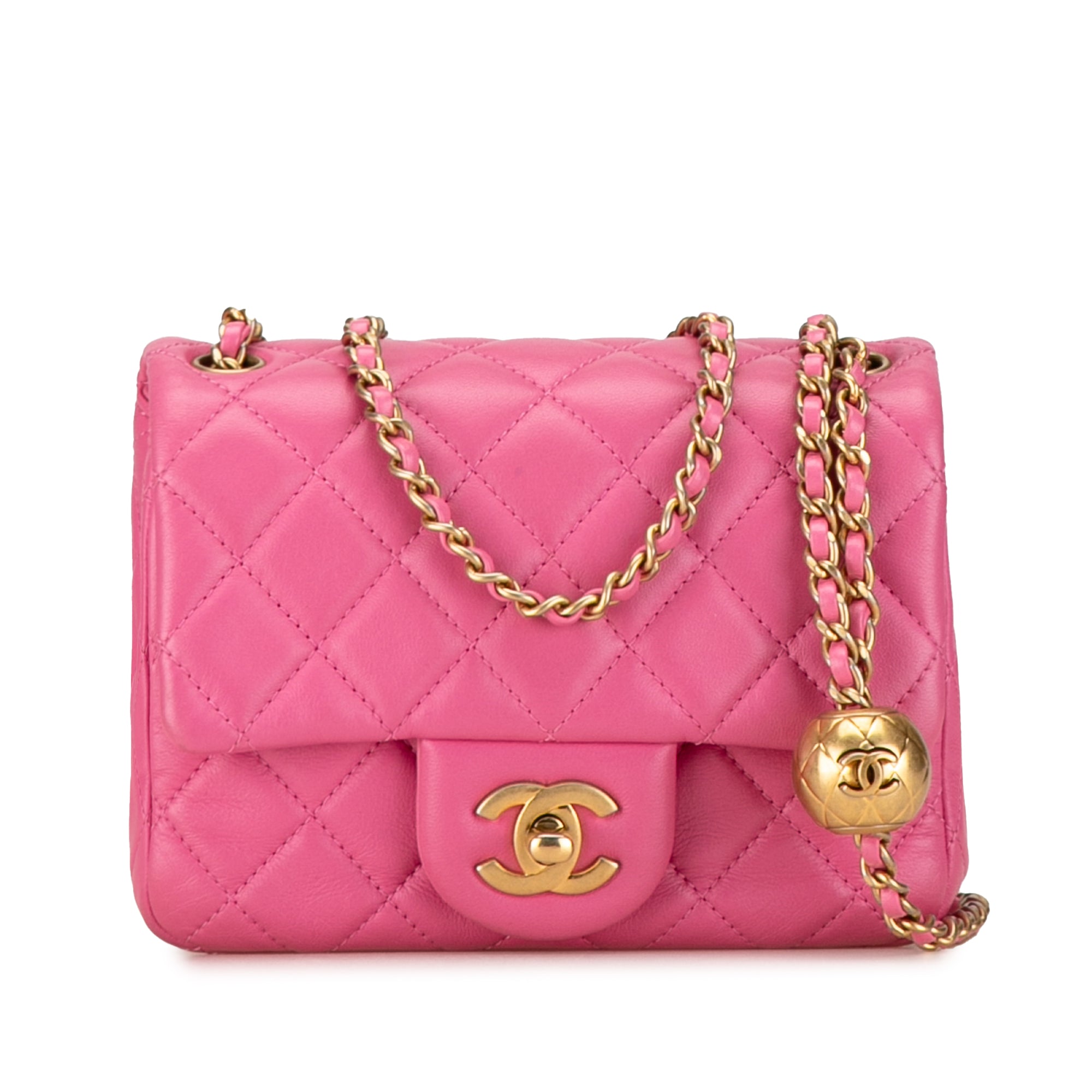 Chanel Mini Square Classic Lambskin Pearl Crush Single Flap - image 1