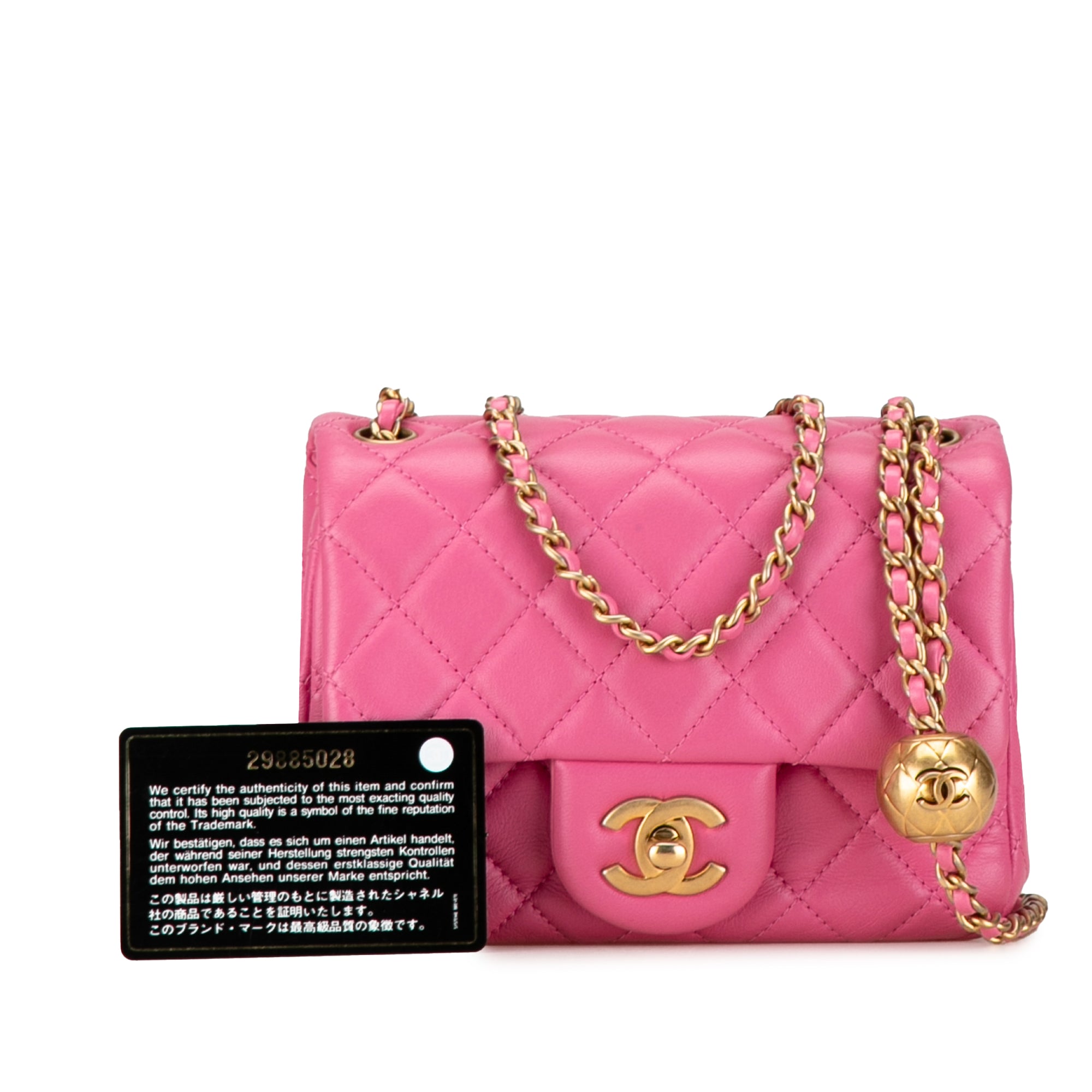 Chanel Mini Square Classic Lambskin Pearl Crush Single Flap - image 10