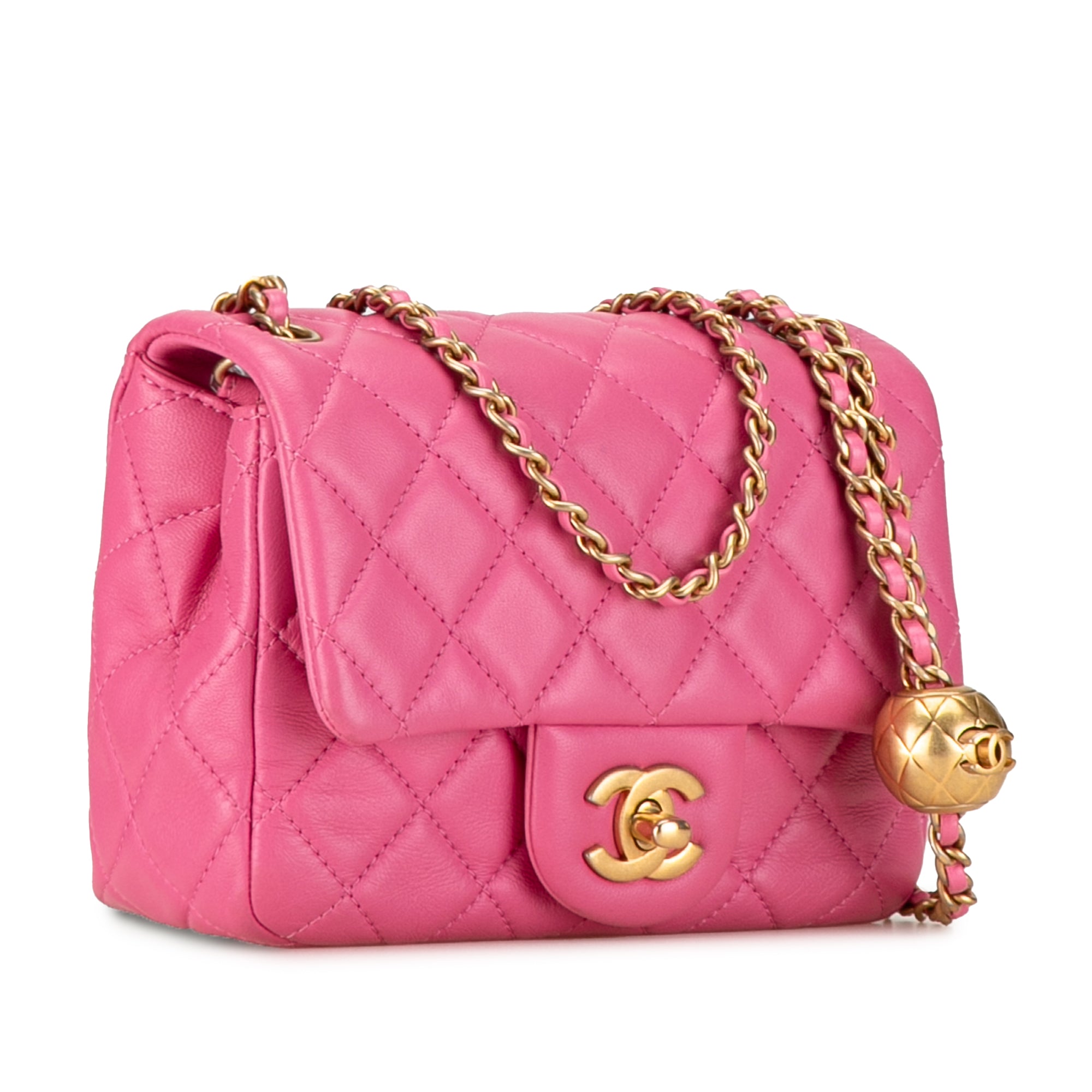 Chanel Mini Square Classic Lambskin Pearl Crush Single Flap - image 2
