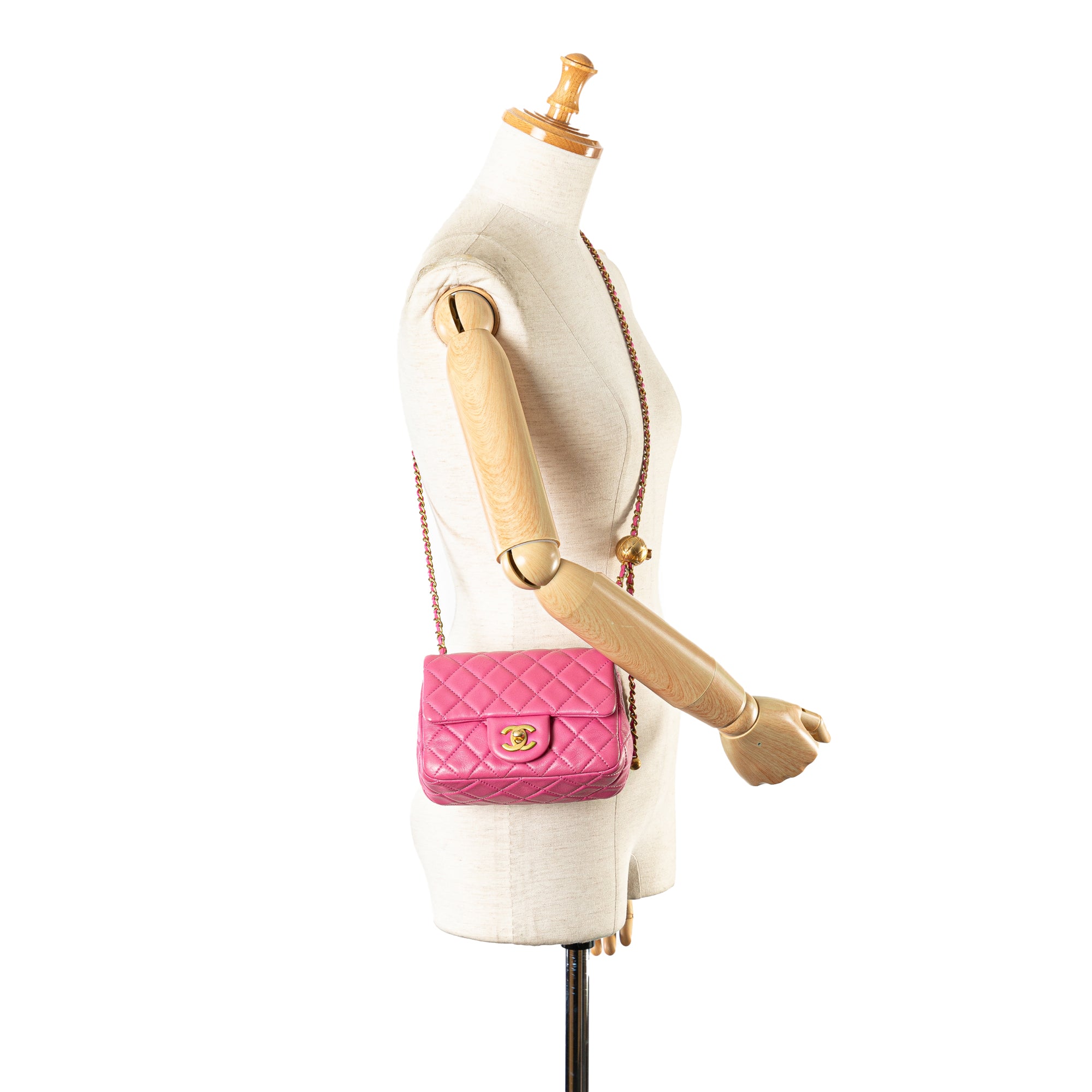 Chanel Mini Square Classic Lambskin Pearl Crush Single Flap - image 9