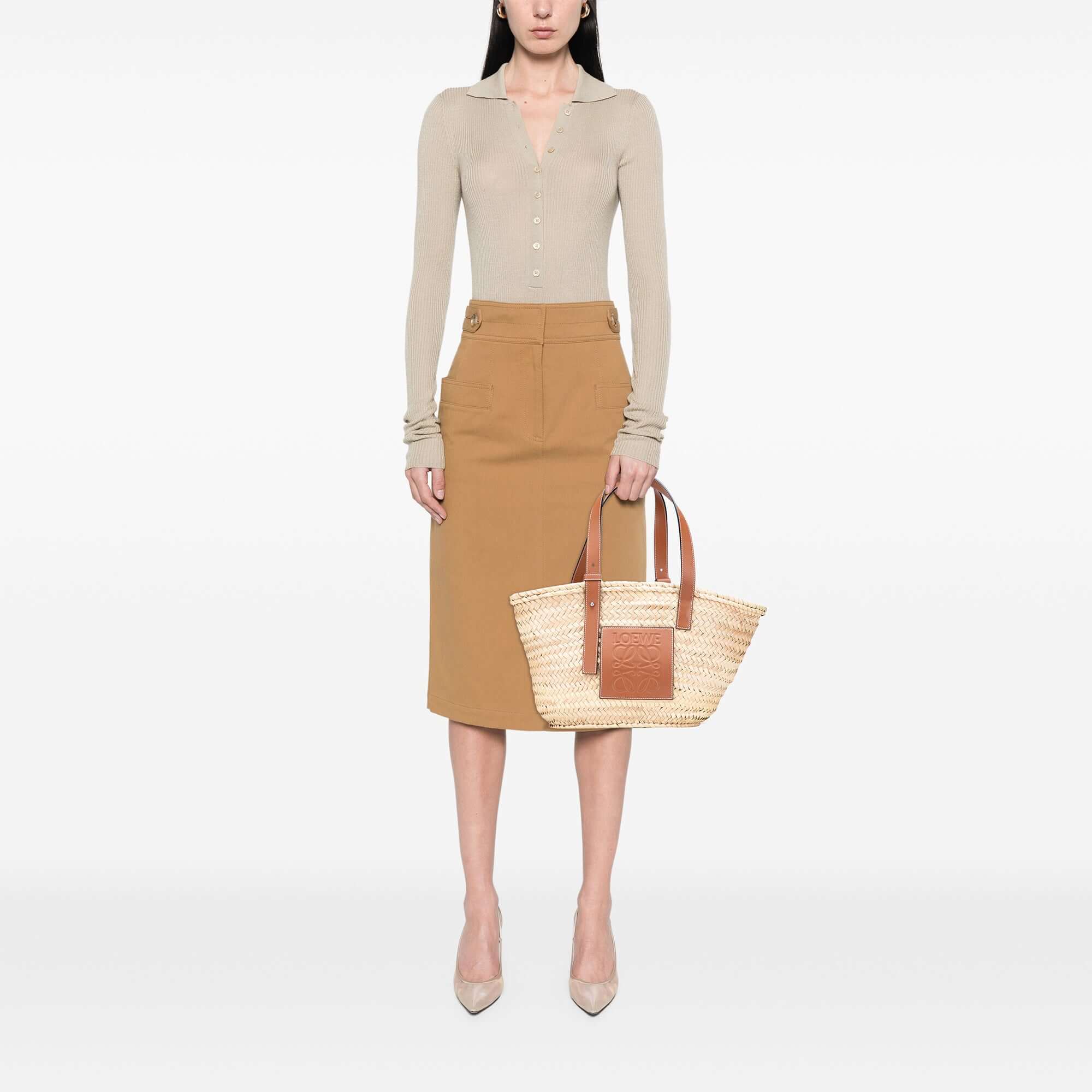 Loewe Medium Raffia Basket Tote