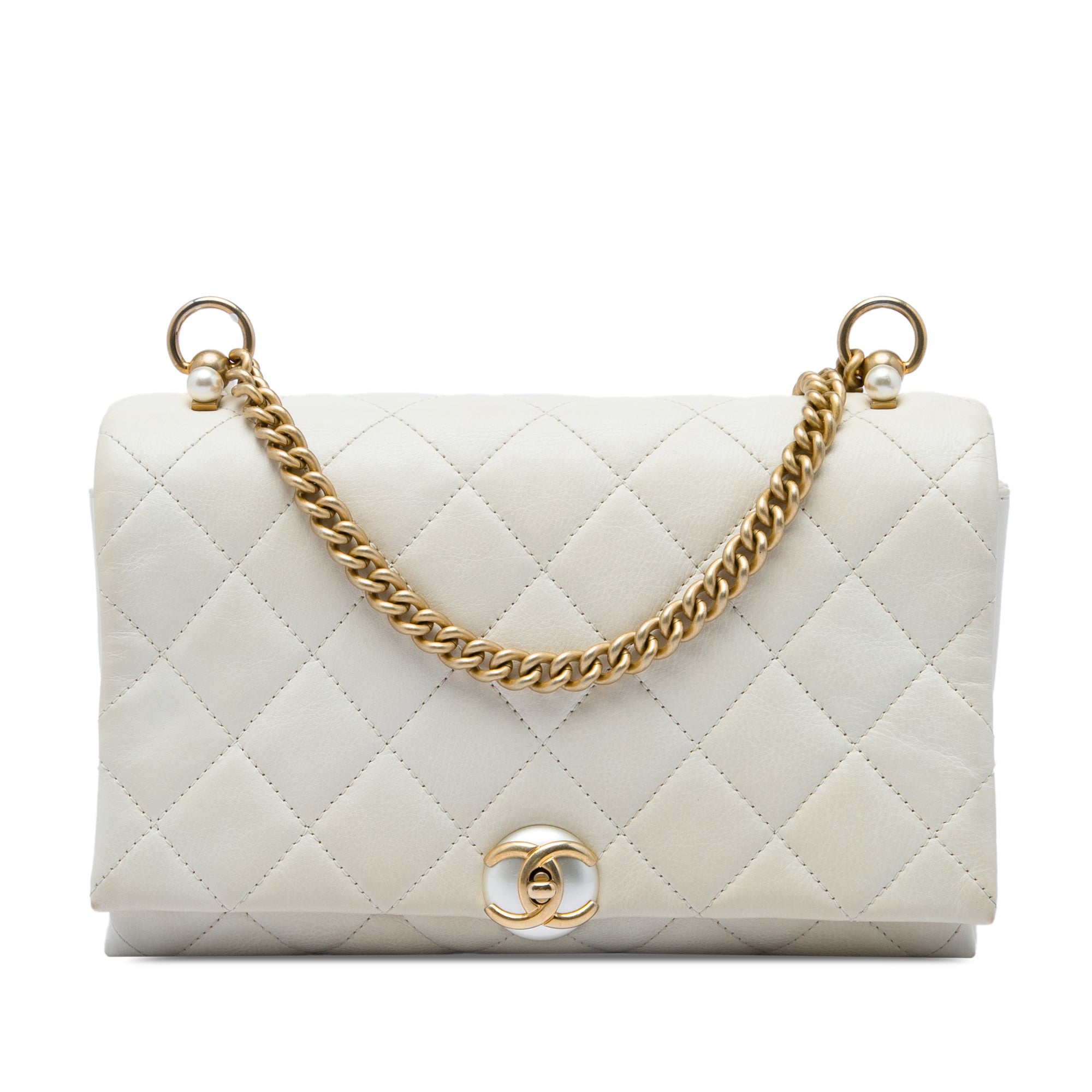 Chanel Small Quilted Calfskin Pearl CC Accordion Flap - image 1