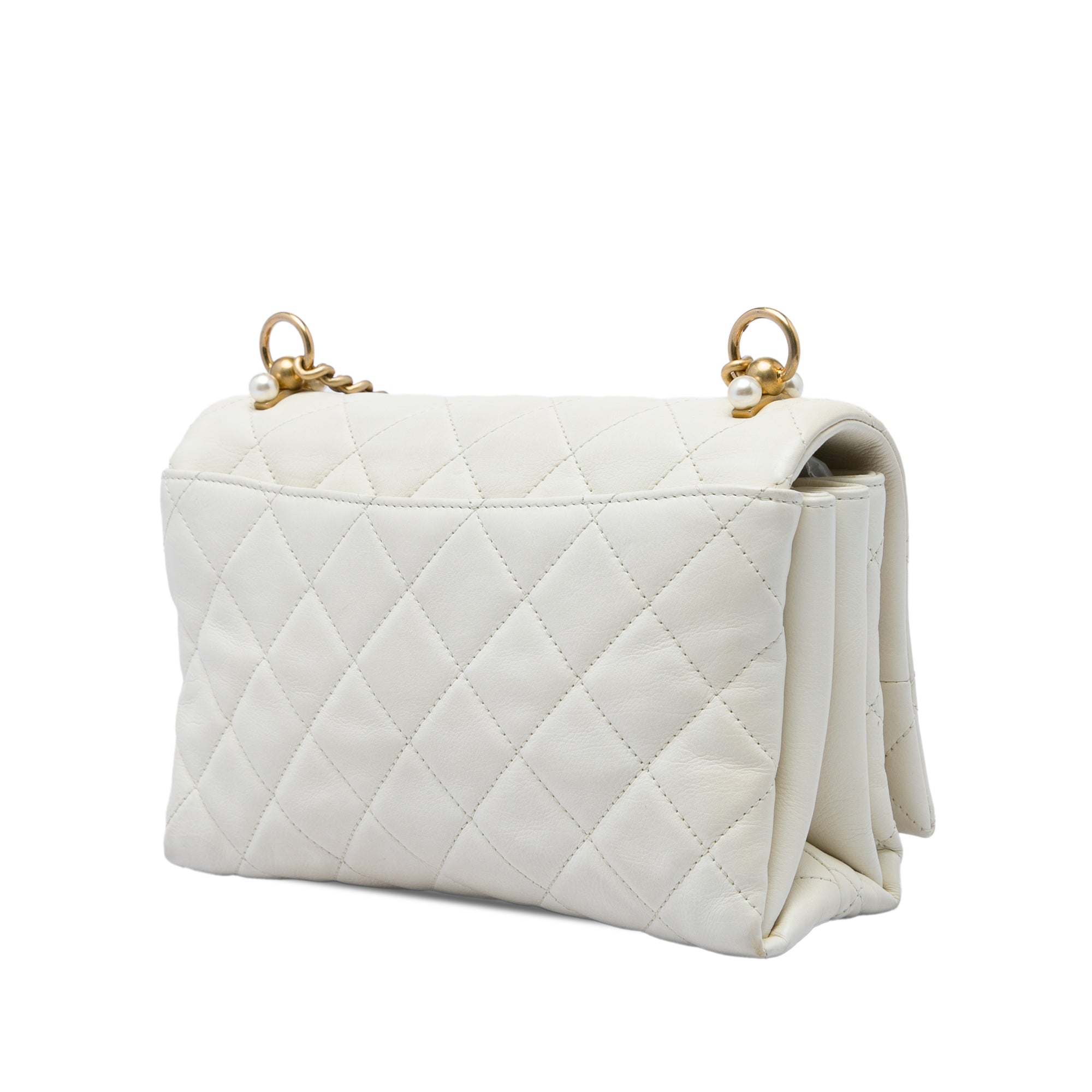 Chanel Small Quilted Calfskin Pearl CC Accordion Flap - image 2