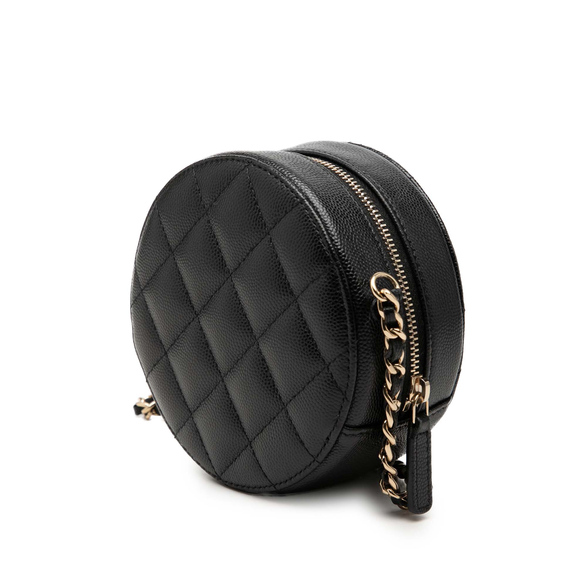 Chanel CC Quilted Caviar Round Clutch With Chain - image 2
